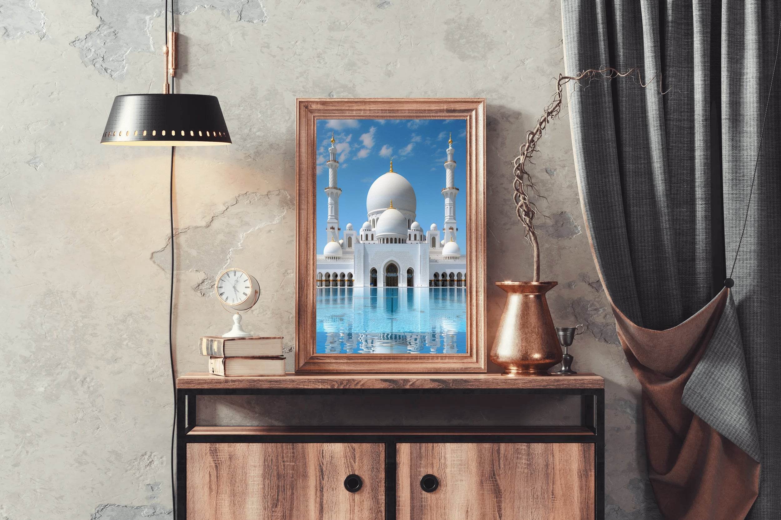 White Mosque surrounded by Water Wall Art - beink online art store