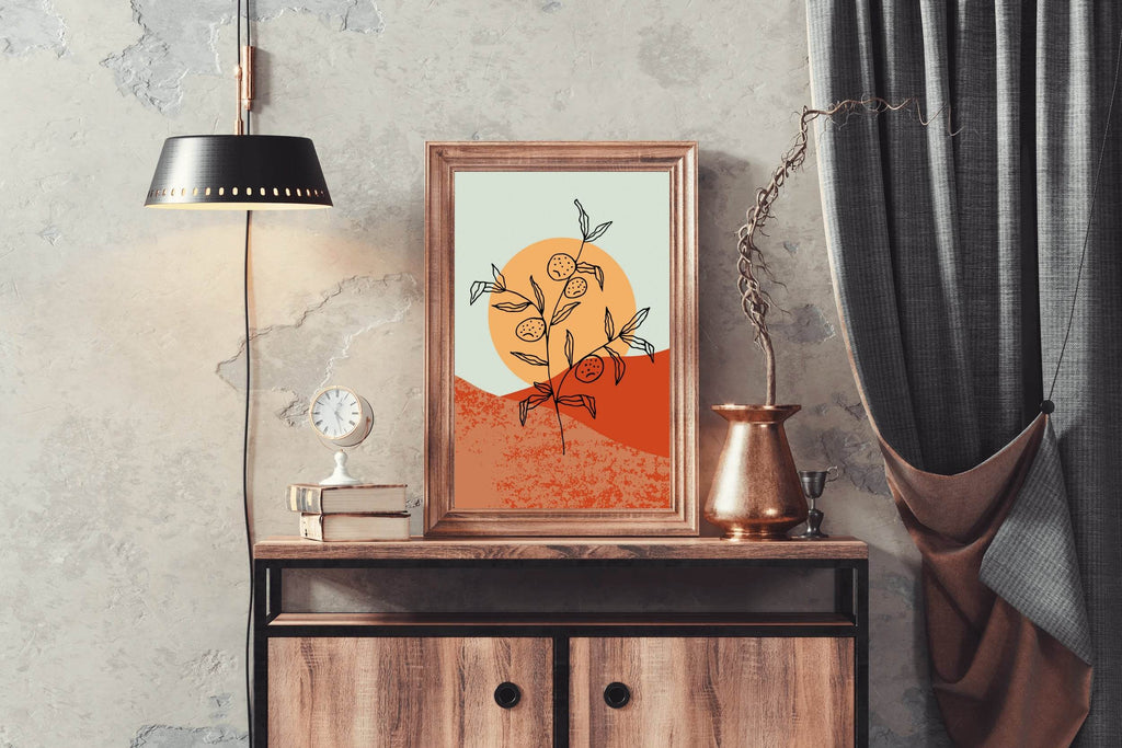 Shrivelled Plant With Sun Abstract Wall Art - beink online art store