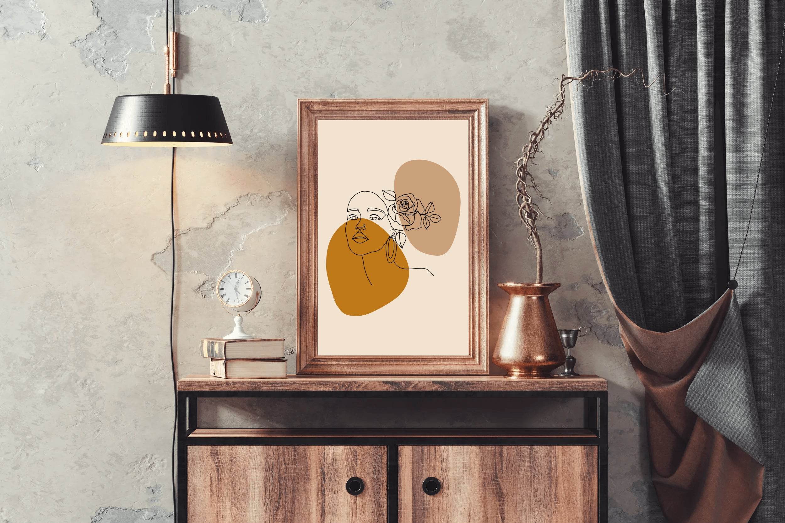 Line Rose Hairpin Wall Art - beink online art store