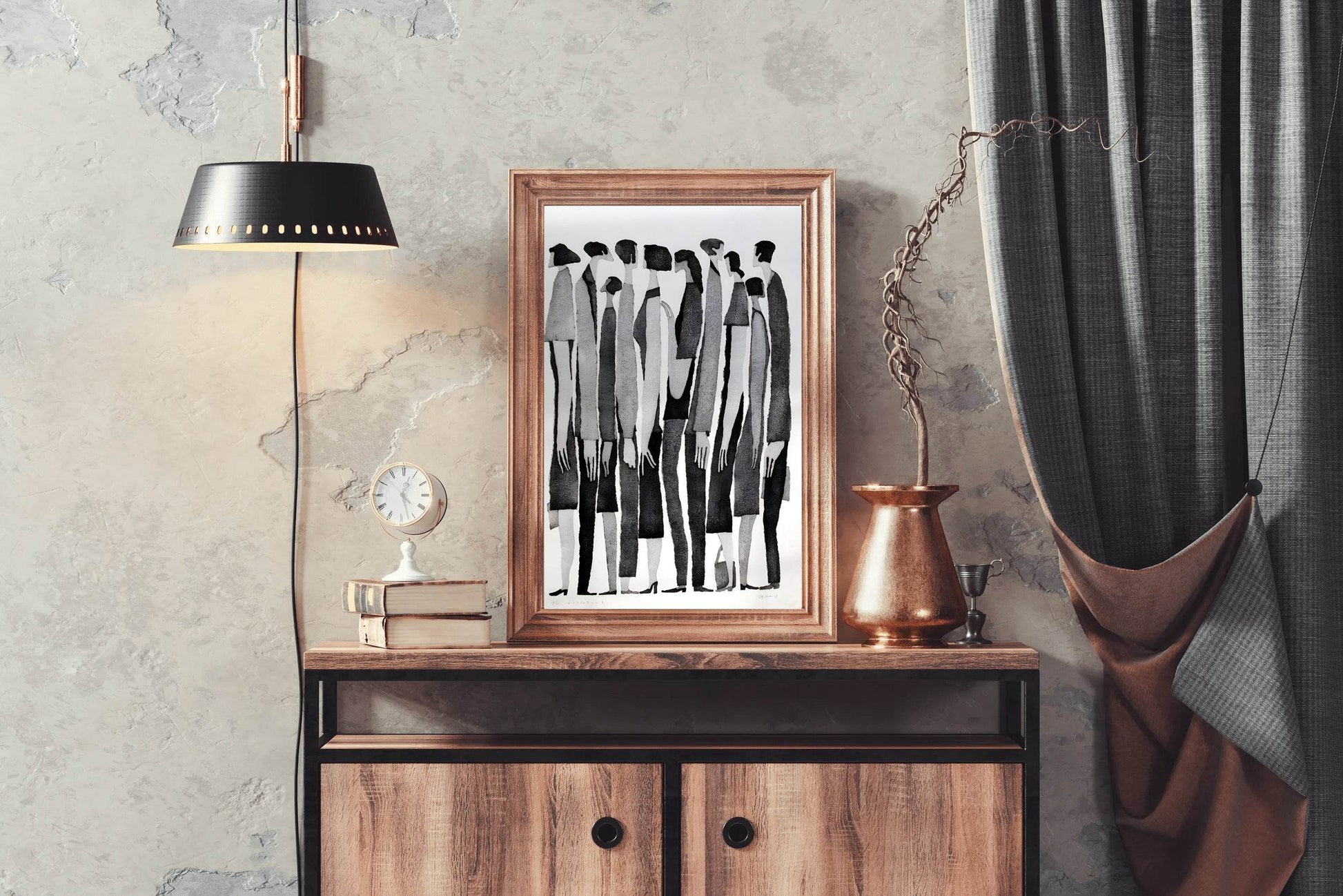 Waiting in Line - Static Posture and Linear Arrangement Art - beink online art store