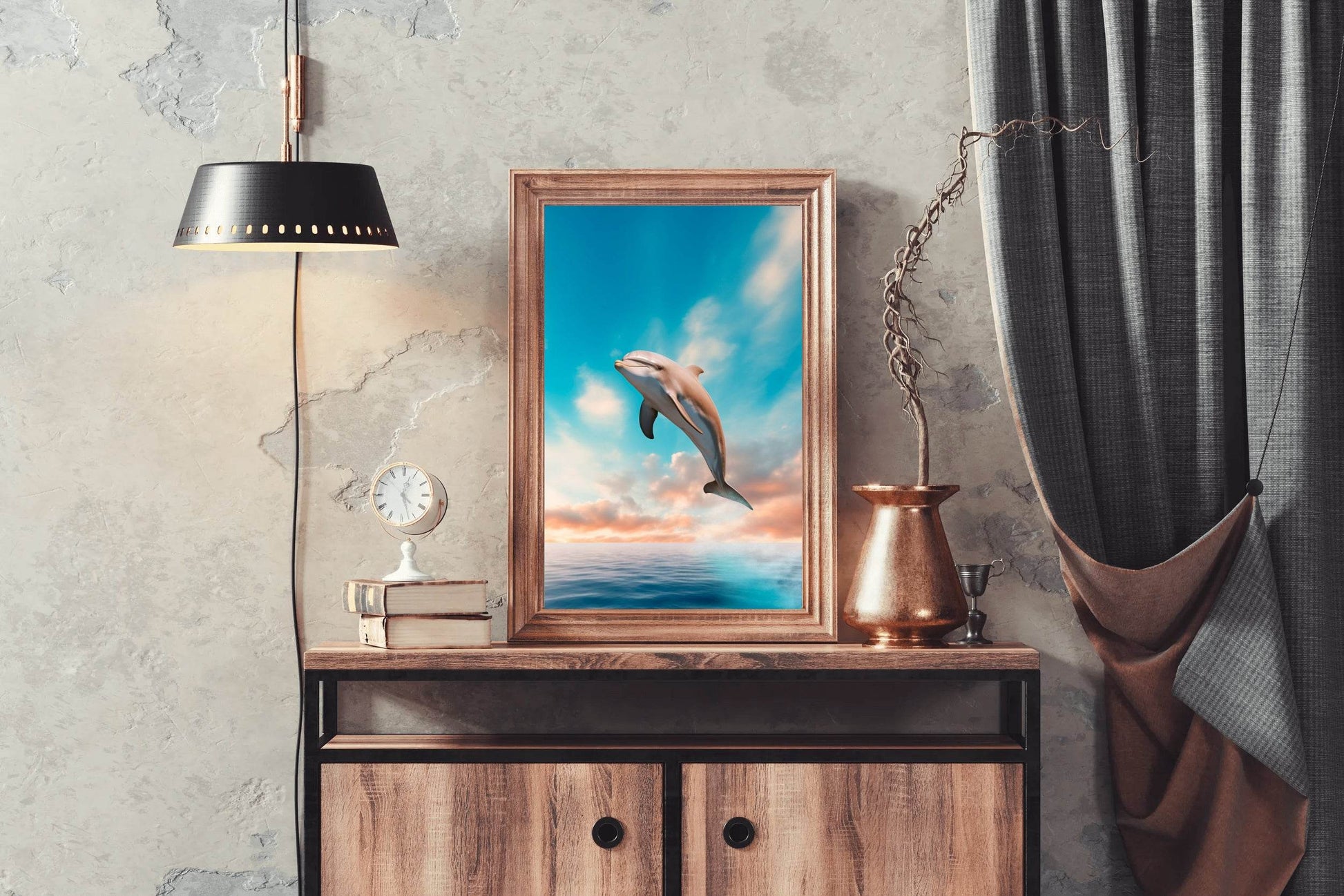 Fantsy Dolphin Jumping Out of Water Wall Art - beink online art store