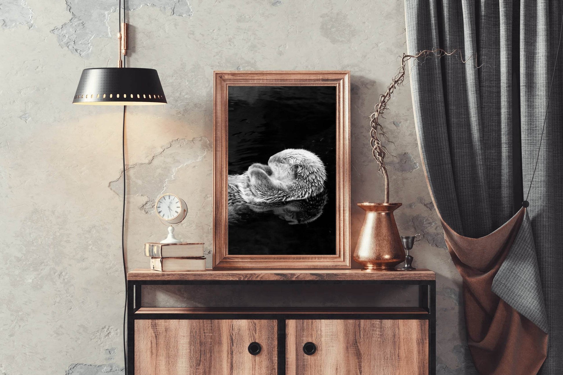 Sea Otter Black & White Wall Art - beink online art store