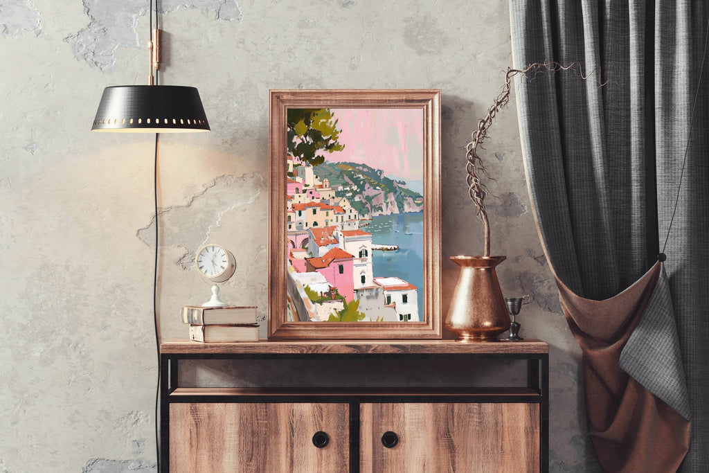 Beautiful Village By The Beach Wall Art - beink online art store