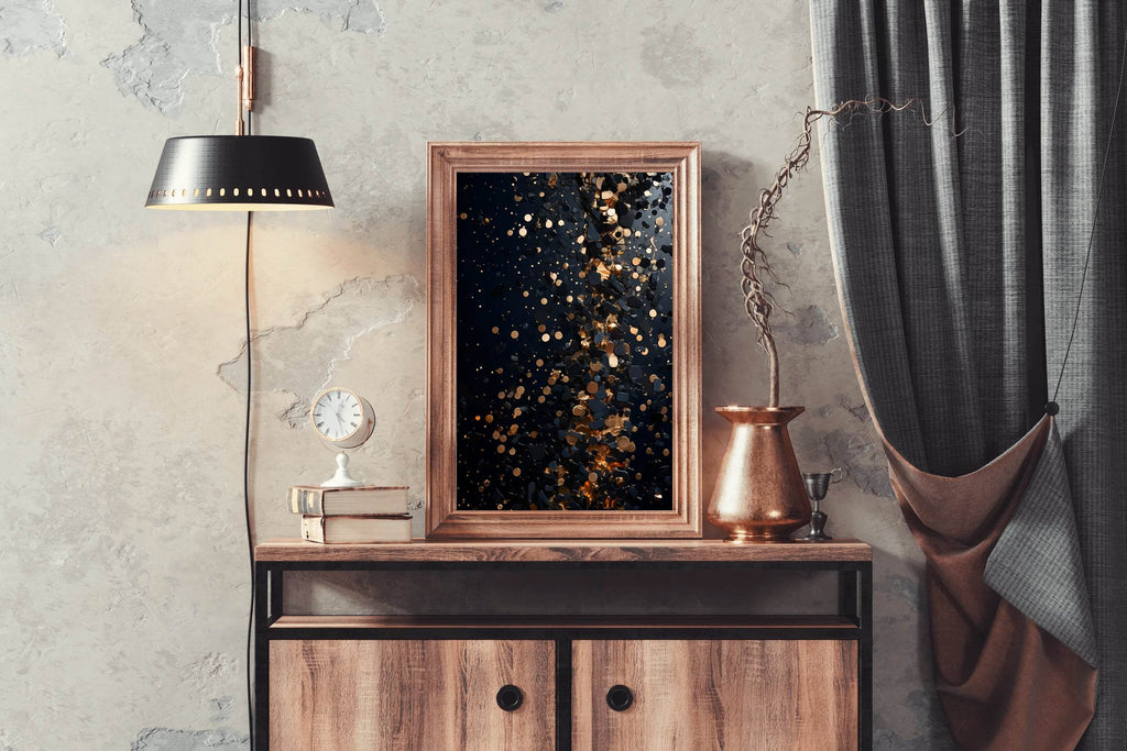 Closeup of goldpainted black surface - beink online art store