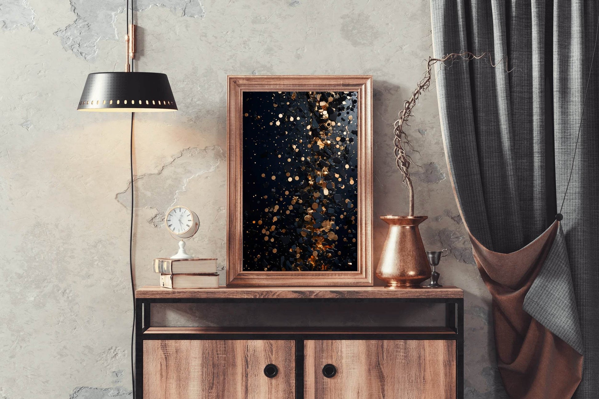 Closeup of goldpainted black surface - beink online art store