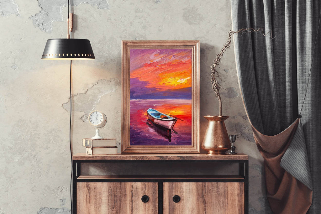 Small Boat in The Sunset Light Wall Art - beink online art store