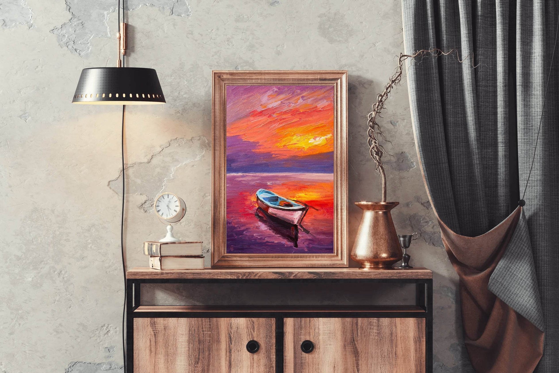 Small Boat in The Sunset Light Wall Art - beink online art store