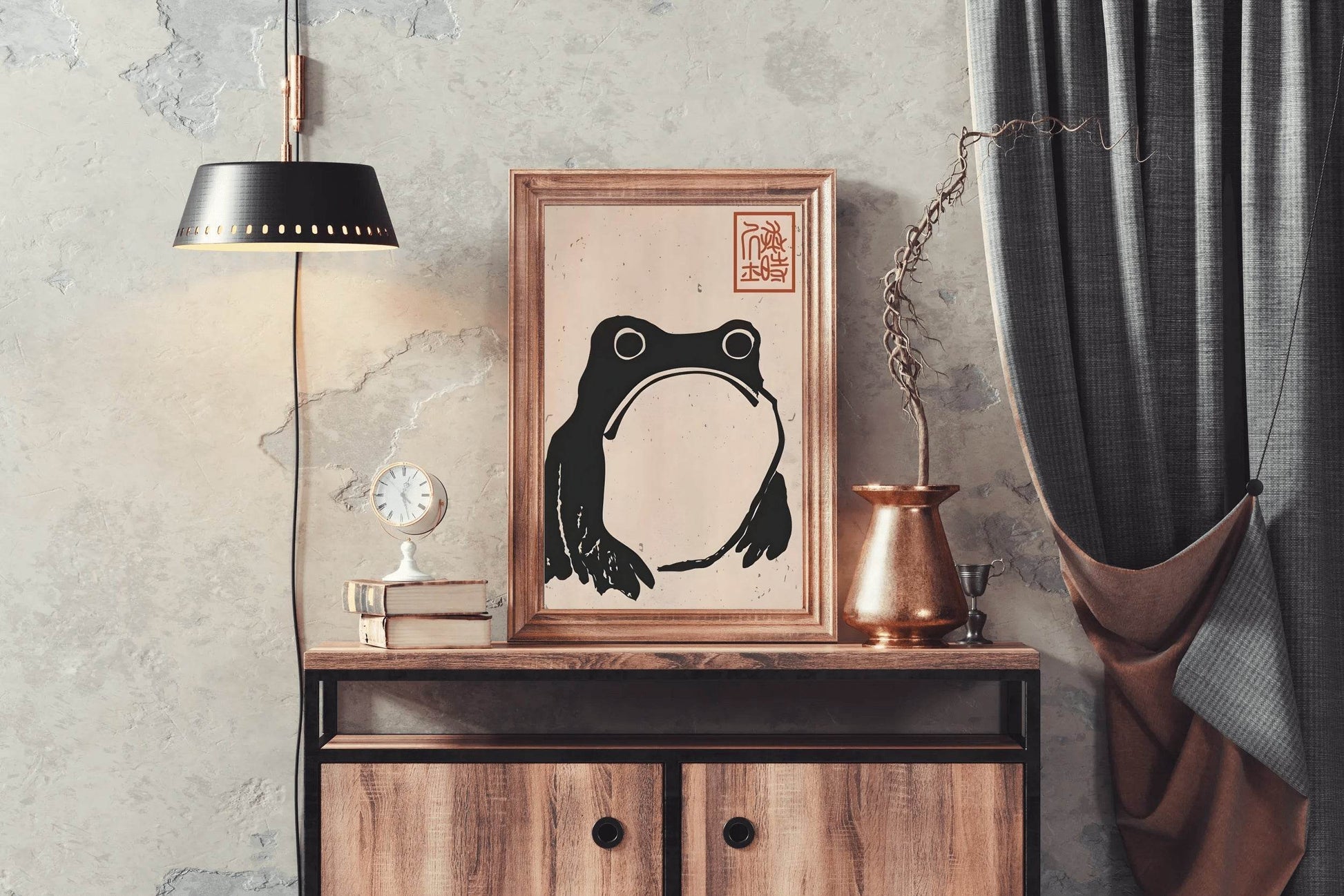 Sumo Black Hoji Frog Modern Wall Art - beink online art store