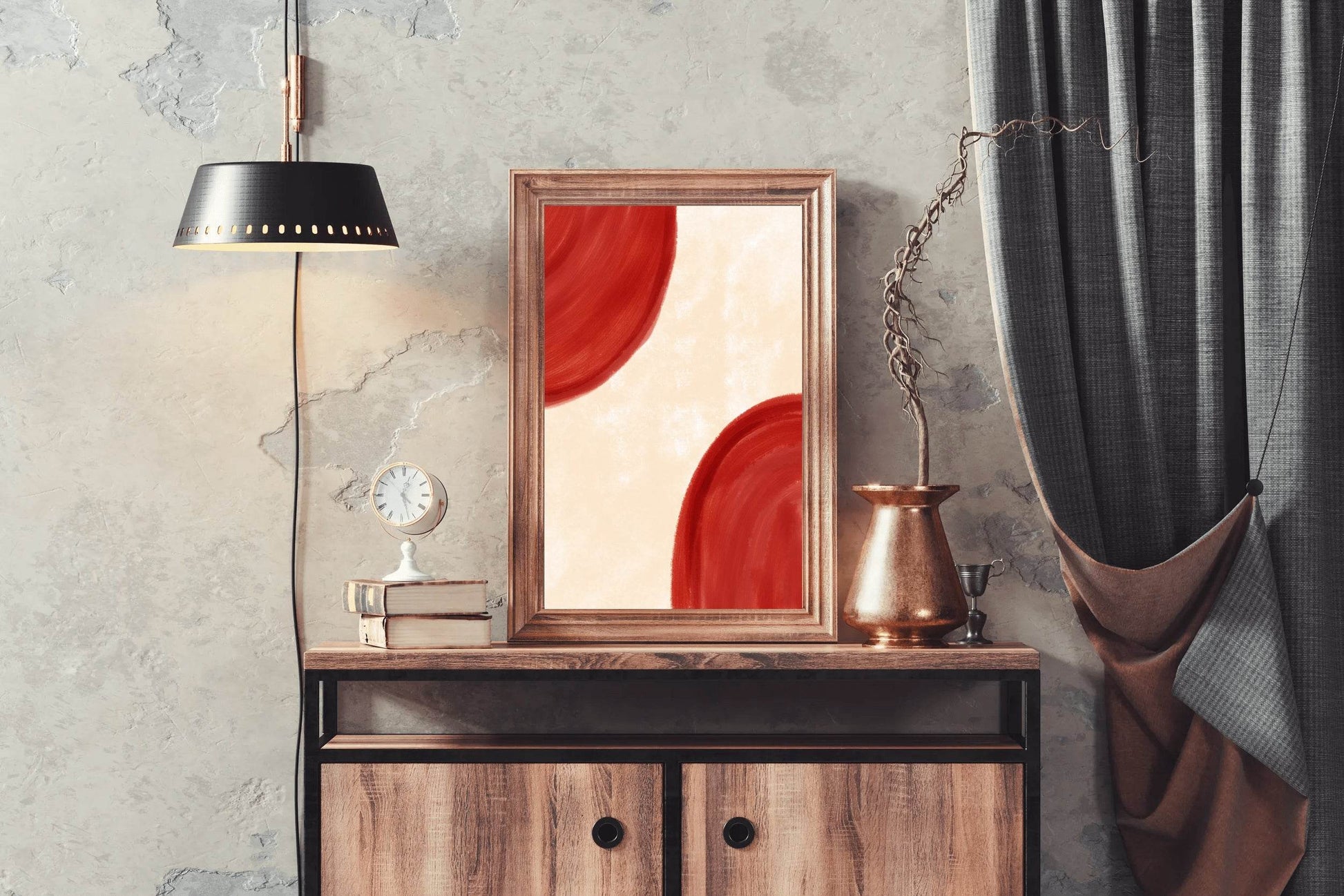 Red Semicircle Wall Art - beink online art store