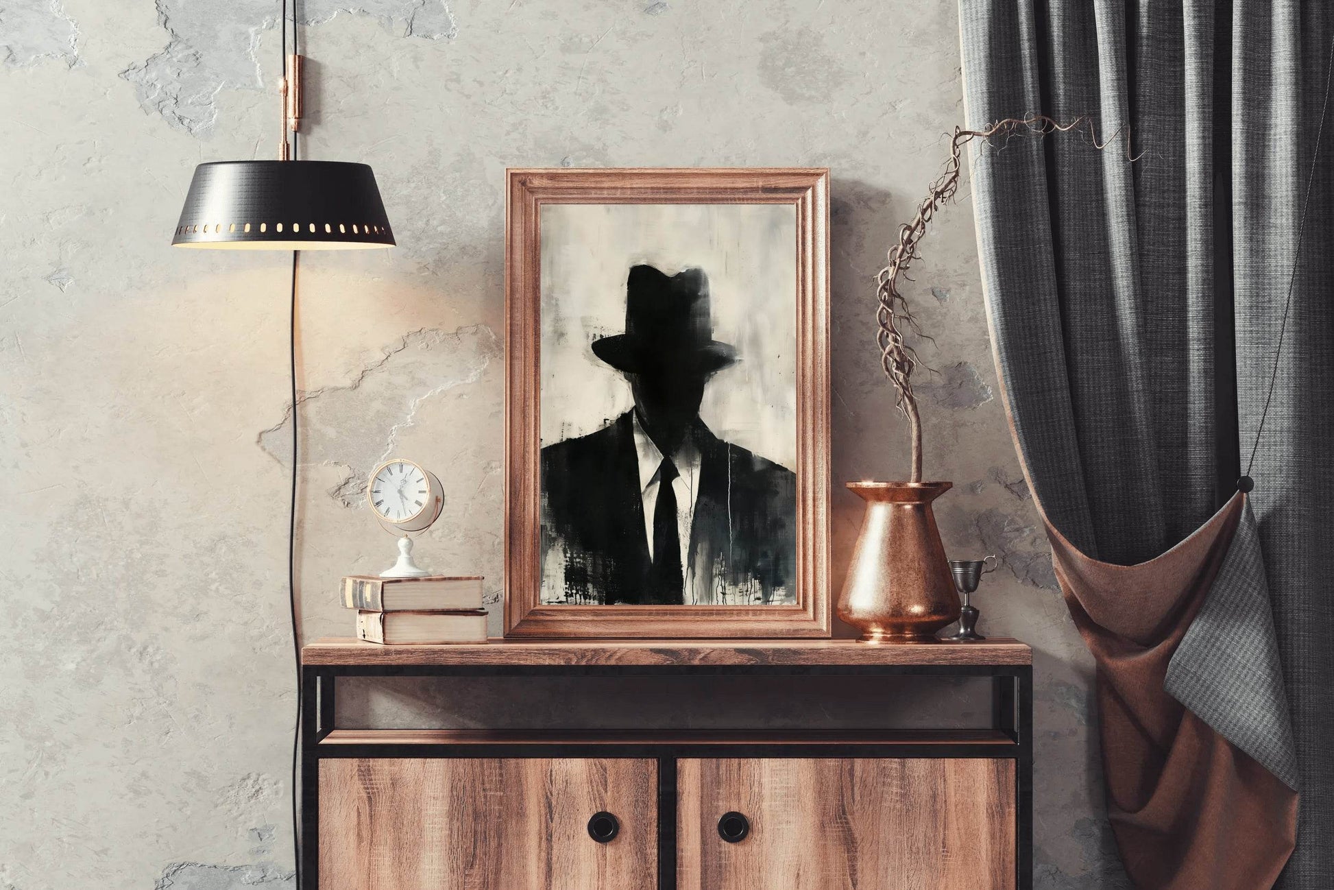 Painting of a Man Wearing a Hat and a Suit - beink online art store