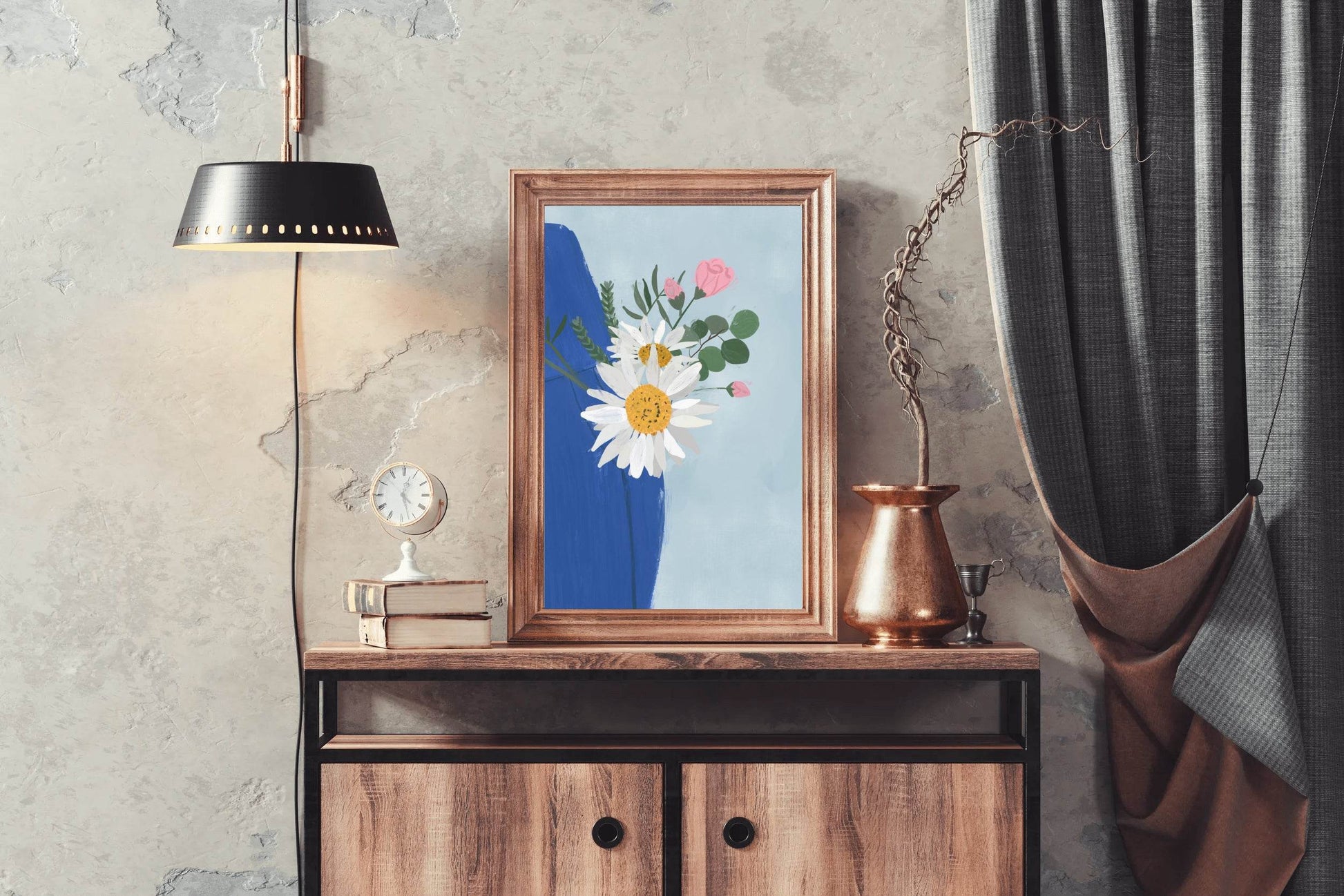 Flowers With Blue Vase Wall Art - beink online art store