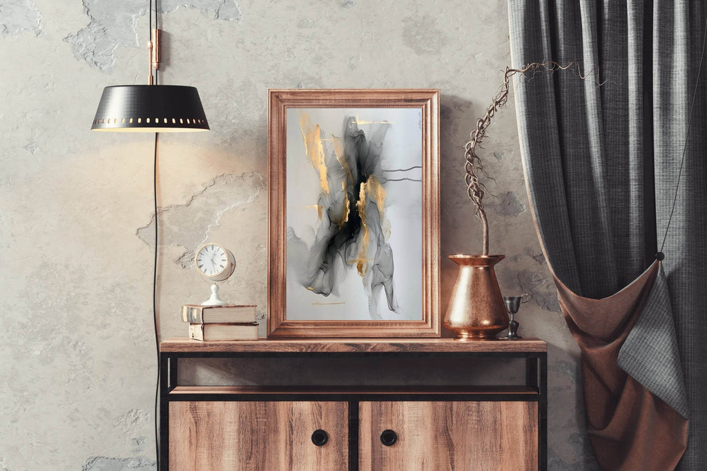 Black Marble With Golden Lines Wall Art - beink online art store