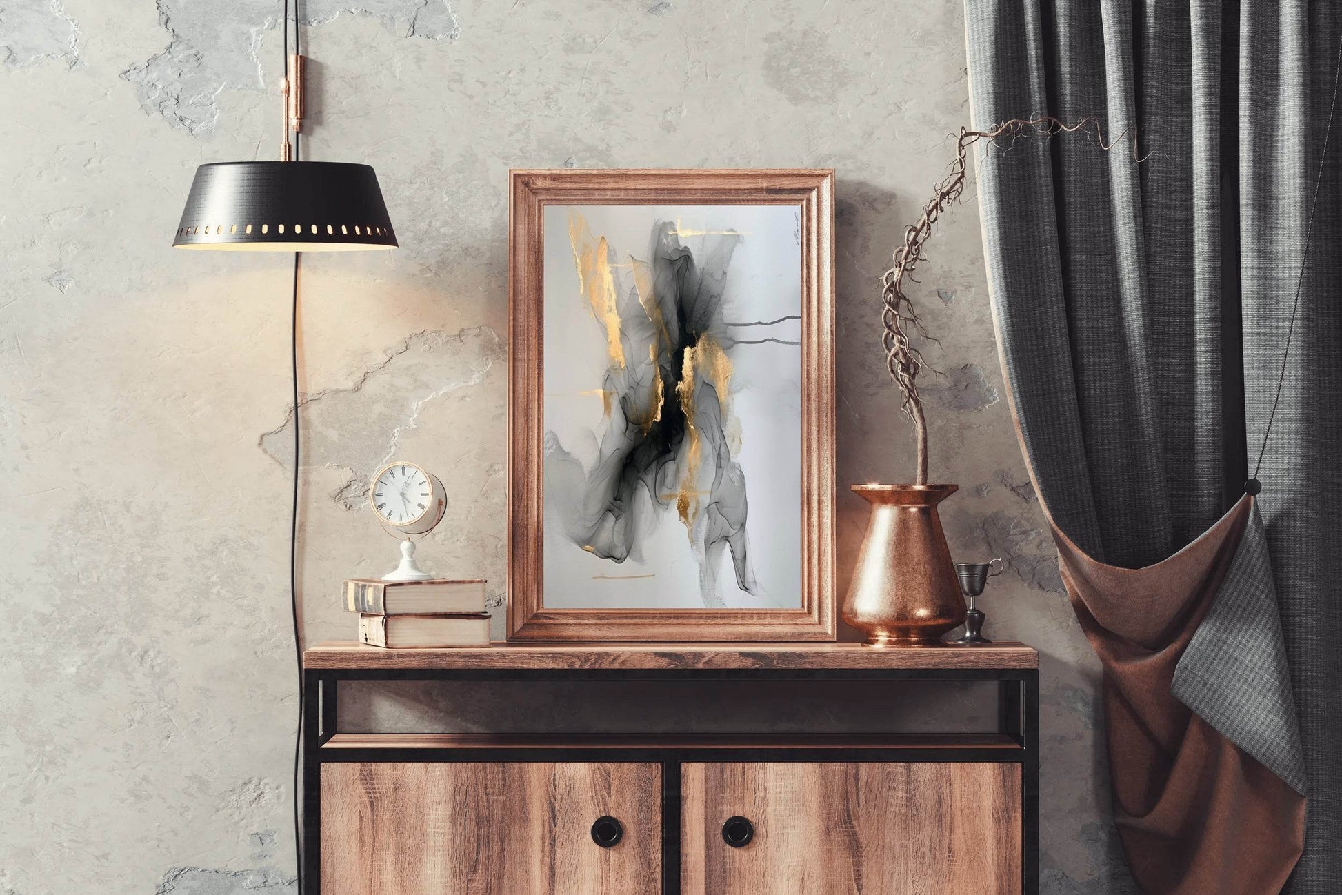 Black Marble With Golden Lines Wall Art - beink online art store
