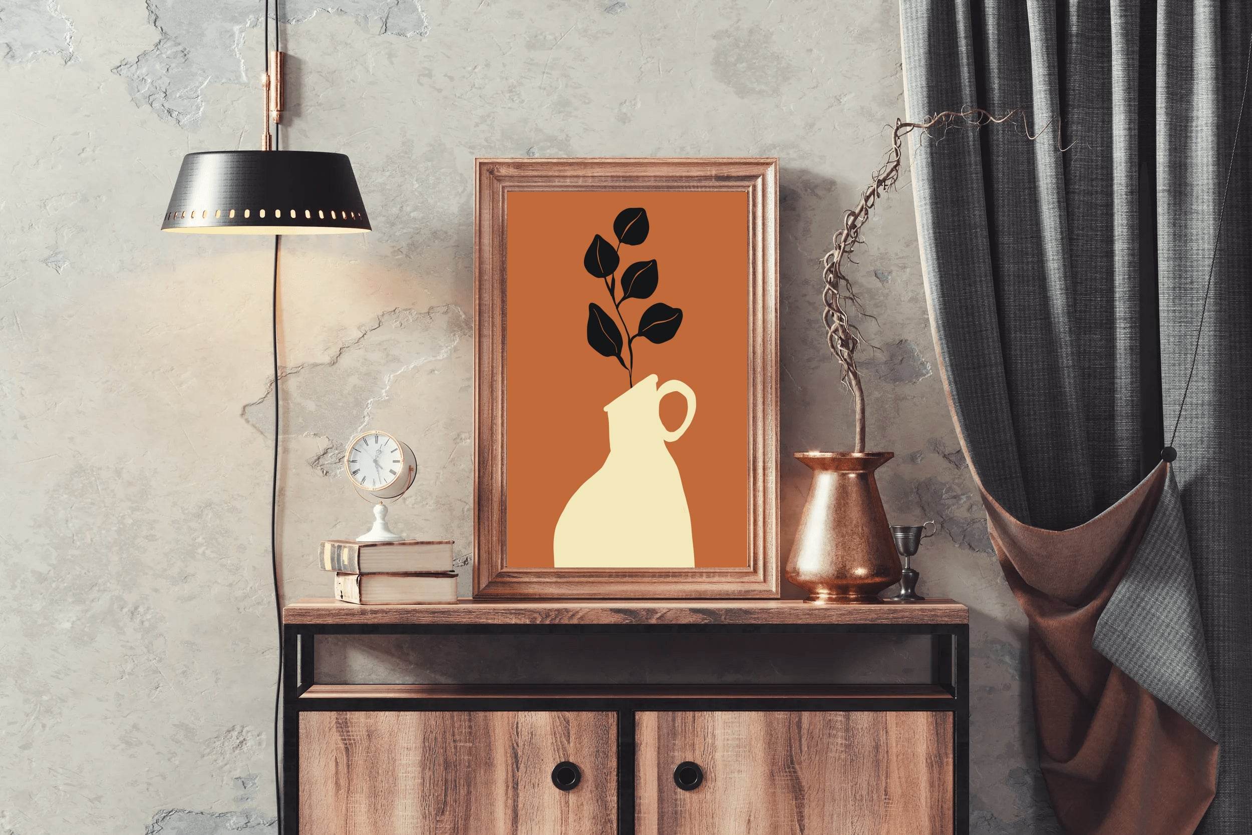 Minimalist Vase Stylized Foliage ArtWork - beink online art store