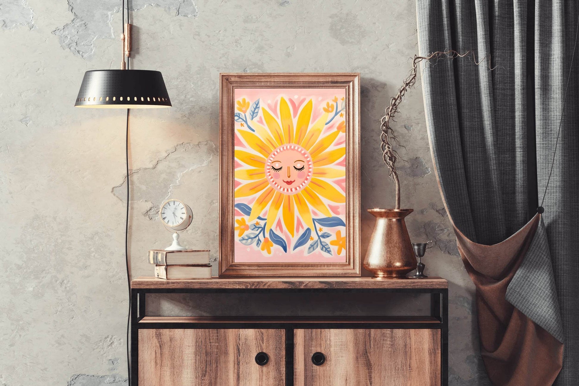 Watercolor Drawing of Sleeping Sunflower - beink online art store