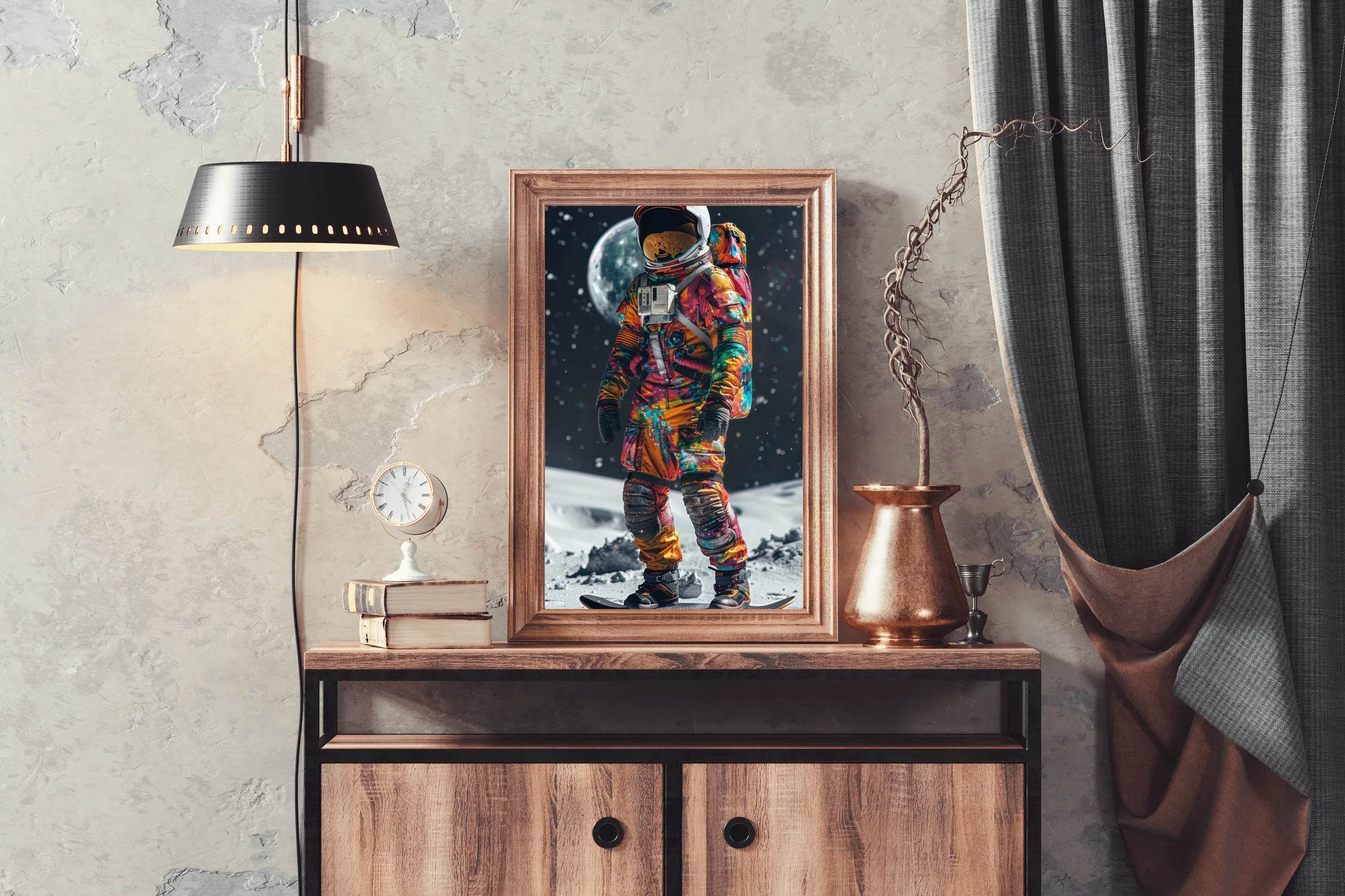 Astronaut colorful suit on moon Wall Art - beink online art store