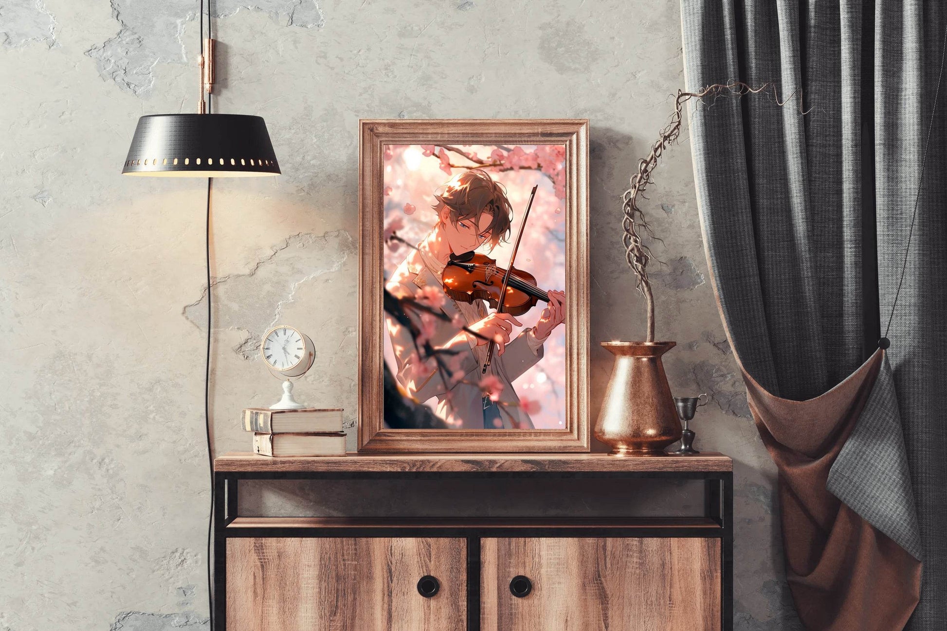 Young Anime Boy Playing violin Wall Art - beink online art store