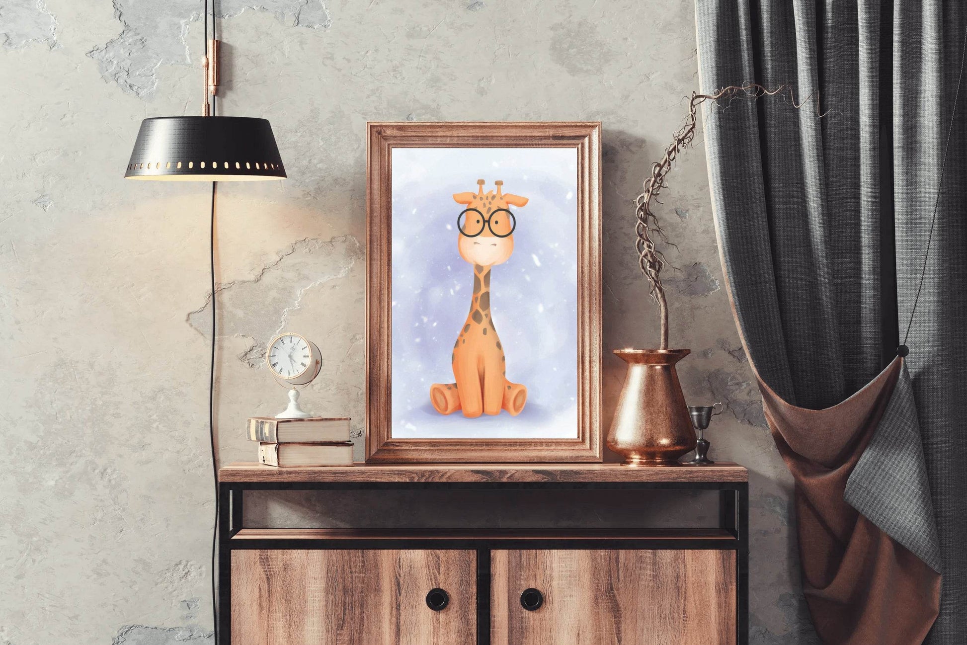 Watercolor Giraffe Wearing Glasses - beink online art store