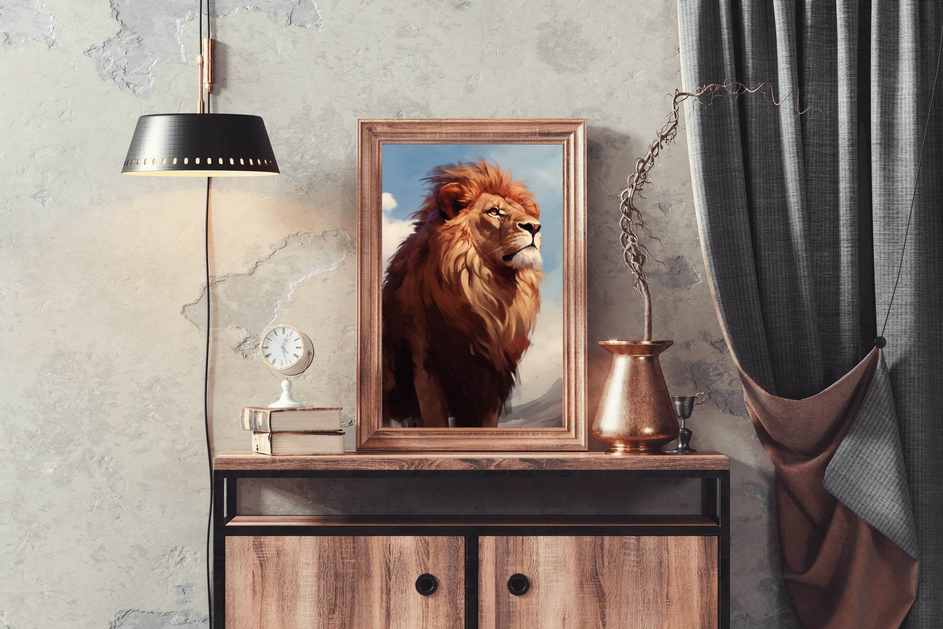 Watercolor Painting of a Lion Wall Art - beink online art store