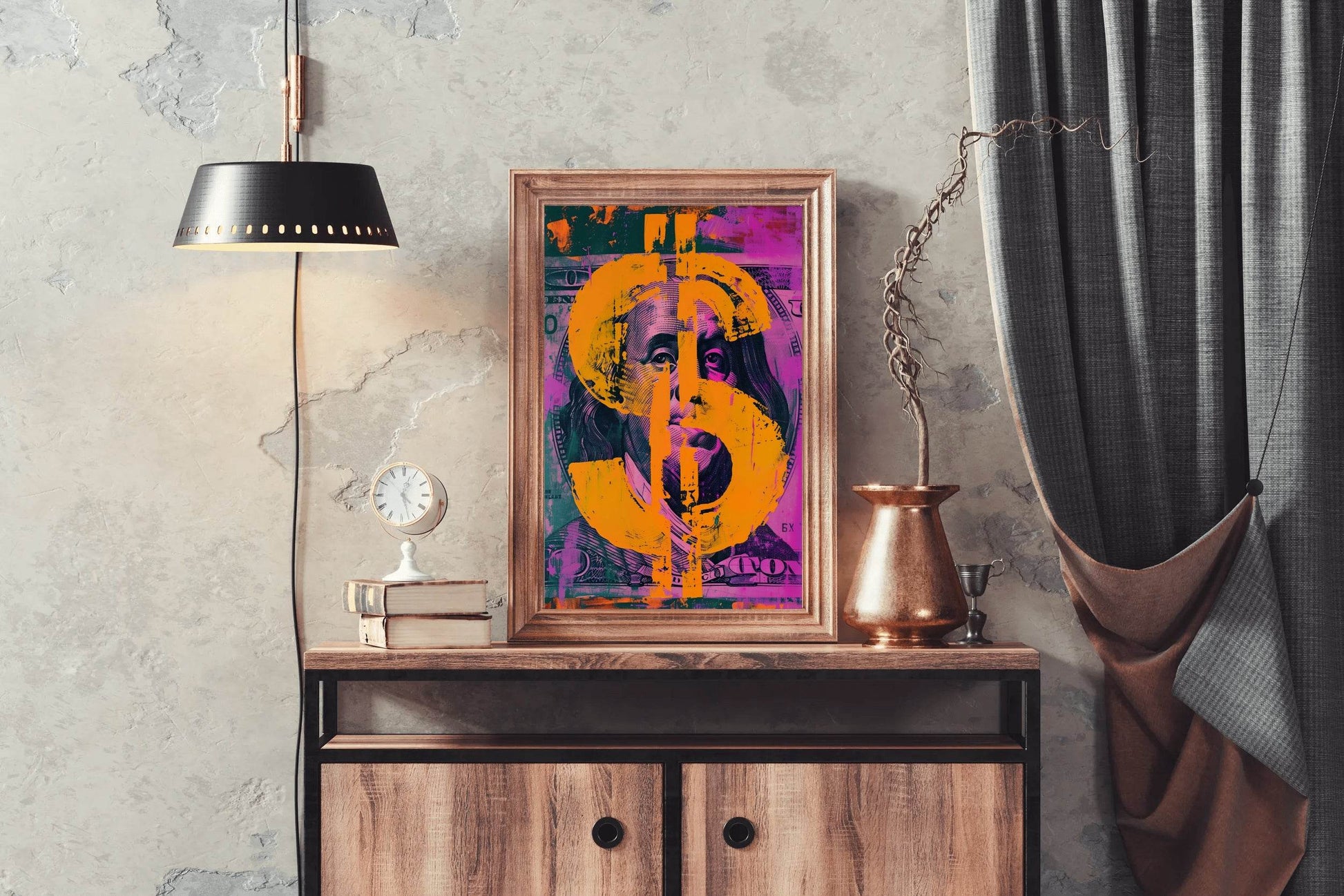 Colorful Dollar Ben Franklin Wall Art - beink online art store