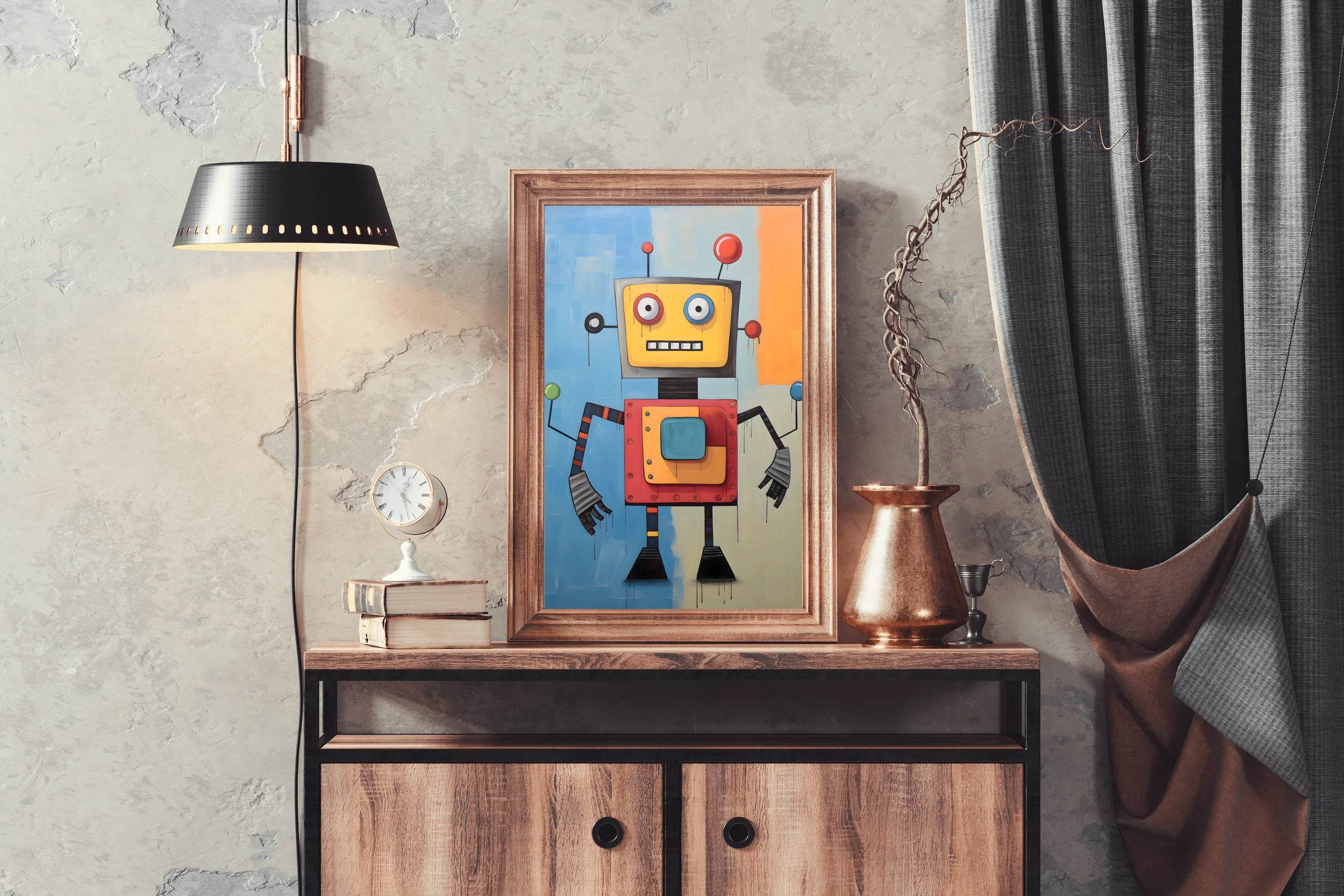 Paper Drawing of an Angry Robot - beink online art store