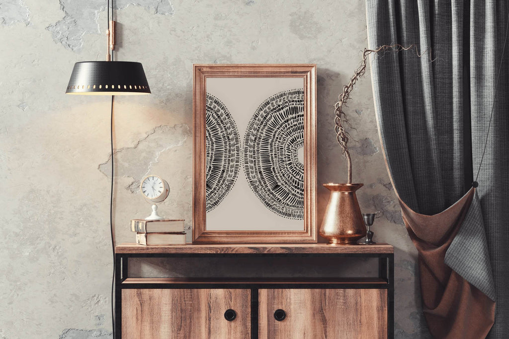 Mushroom Pair Black Lines Modern Wall Art - beink online art store