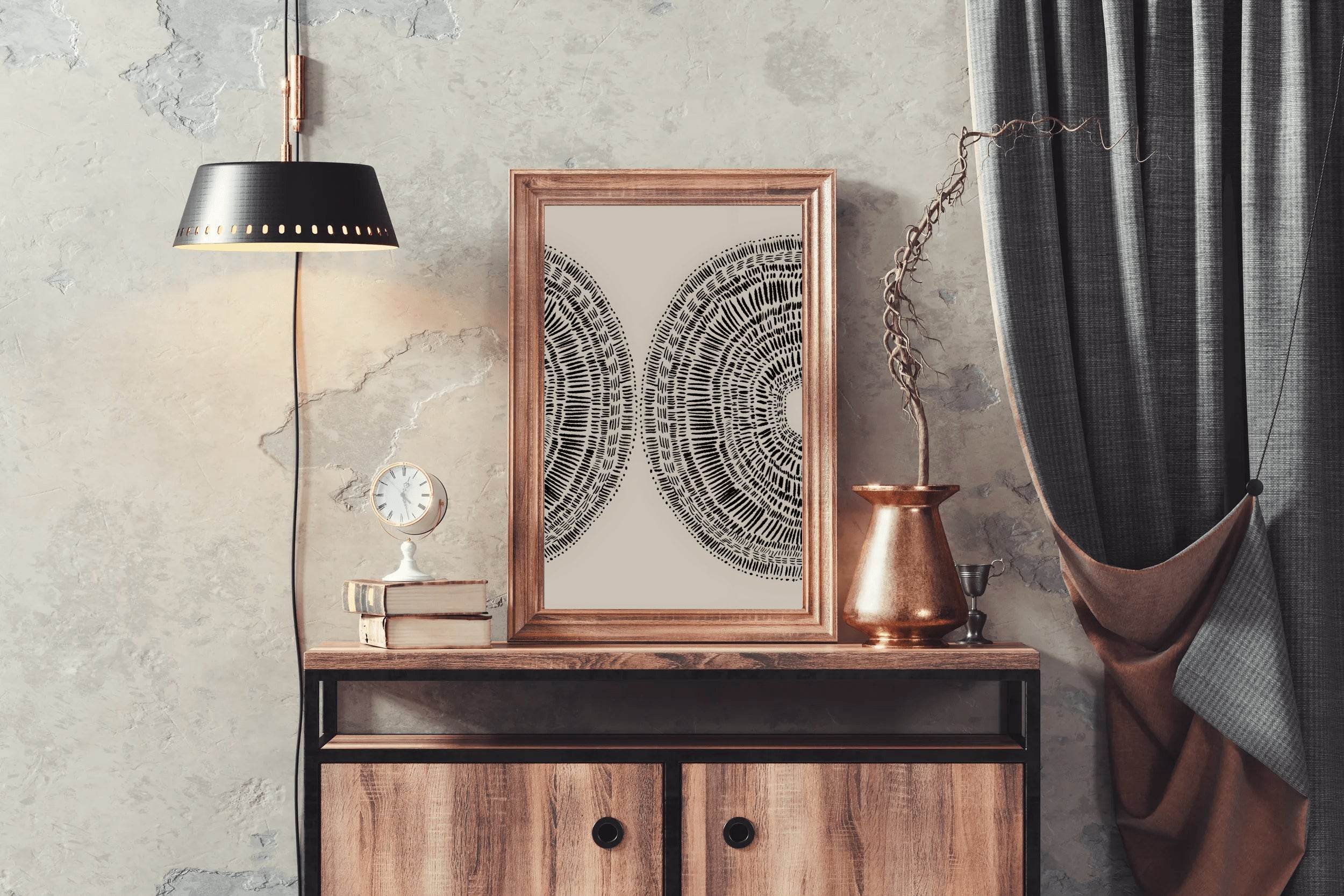Mushroom Pair Black Lines Modern Wall Art - beink online art store