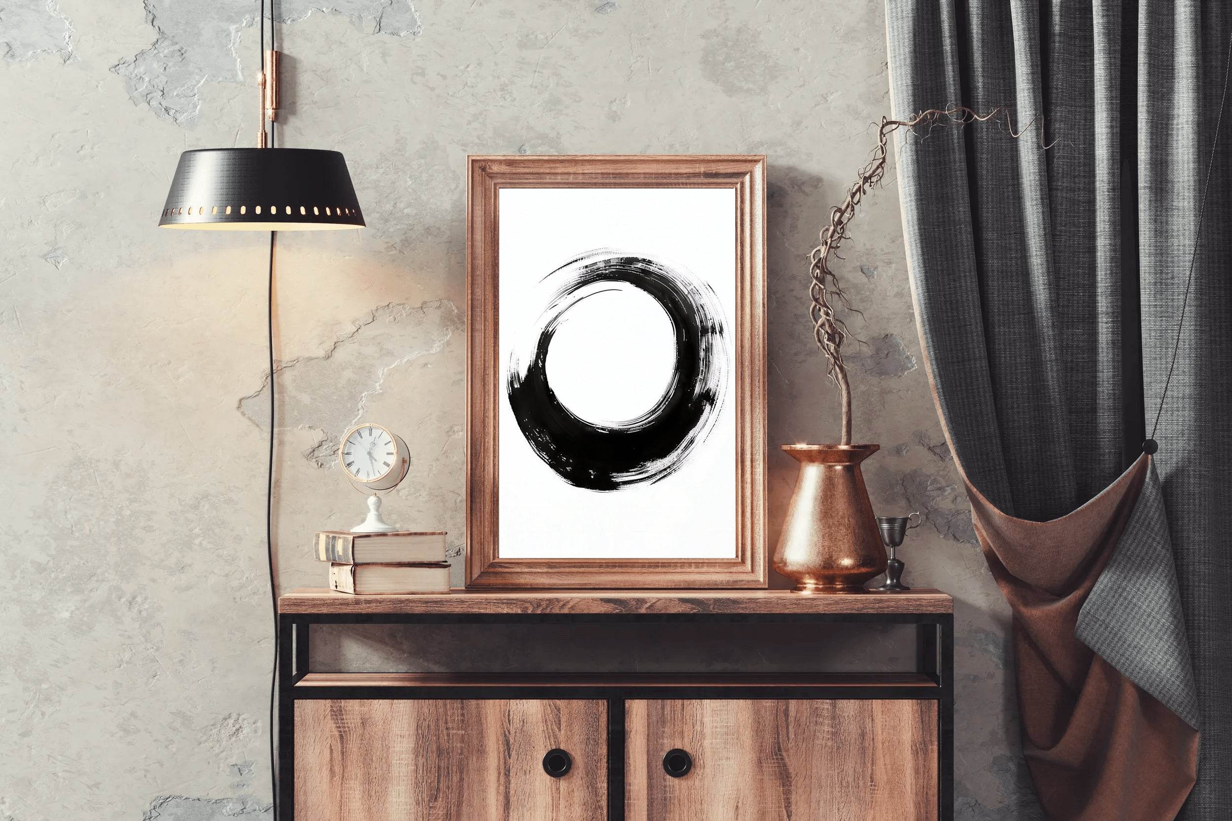 Black Inked Circle Modern Wall Art - beink online art store