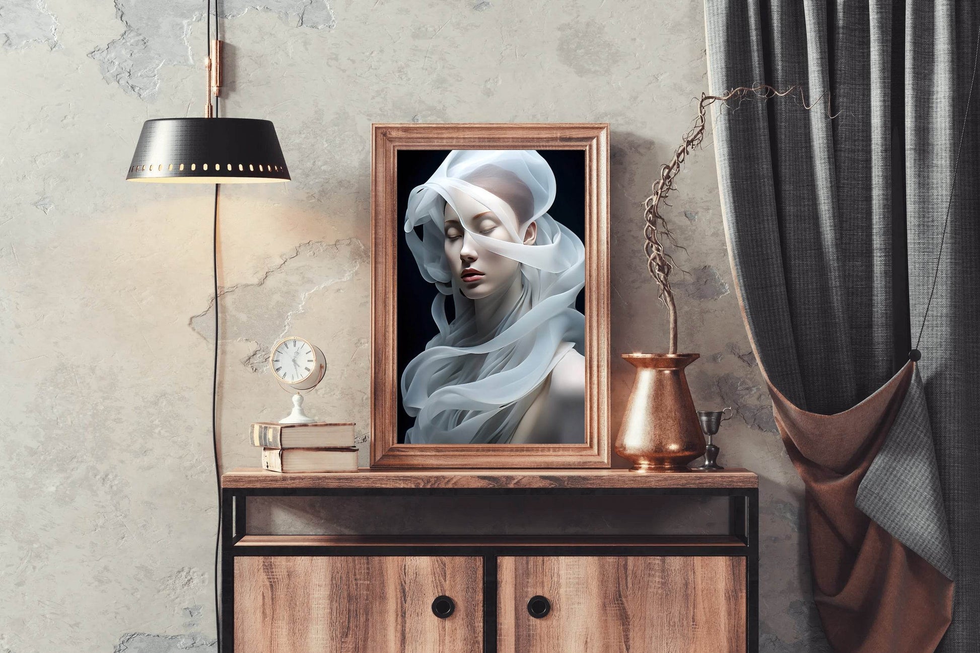 A Silk Scarf On The Head Of A Beautiful Woman - beink online art store