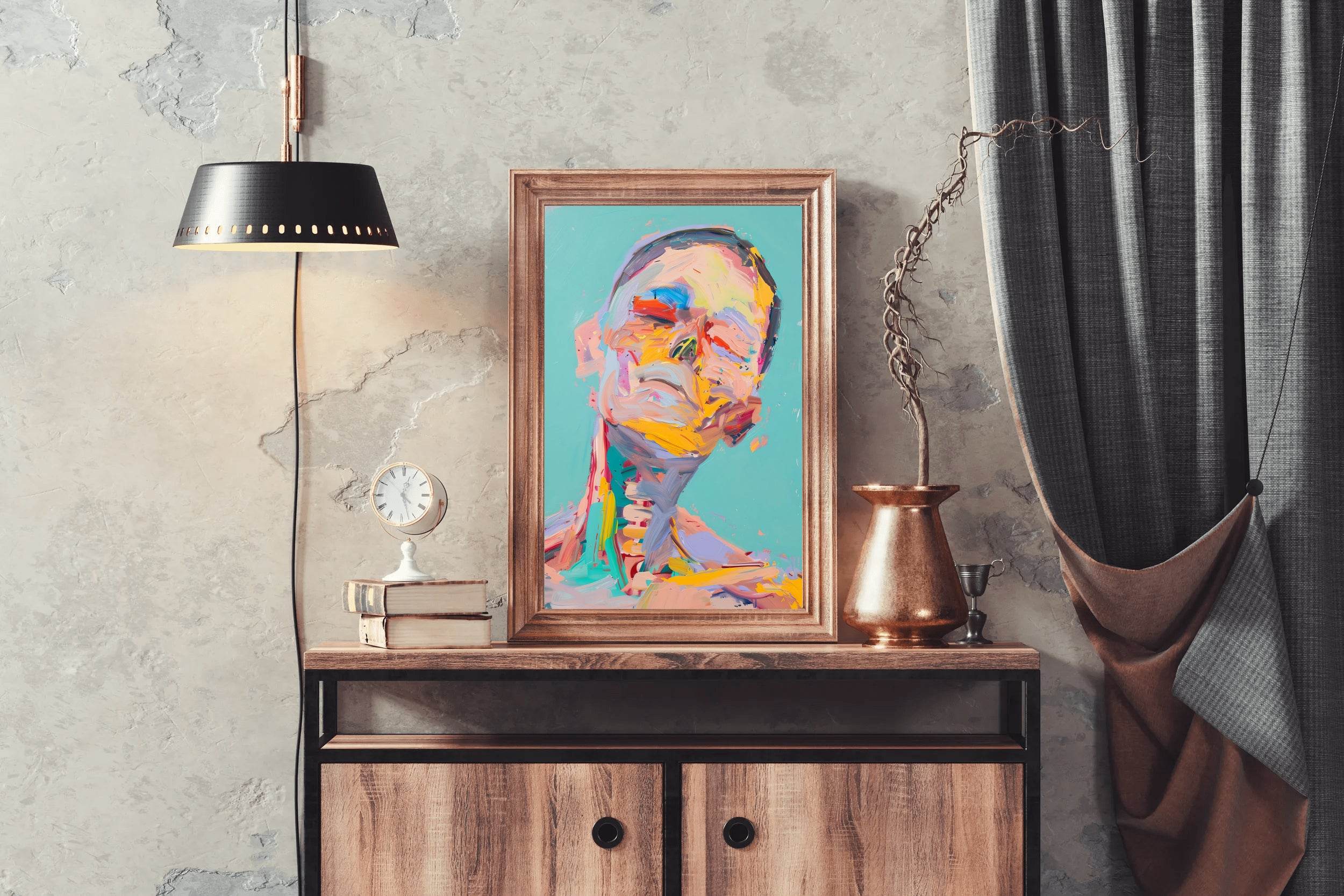 Colorful Face With Brush Strokes Wall Art - beink online art store