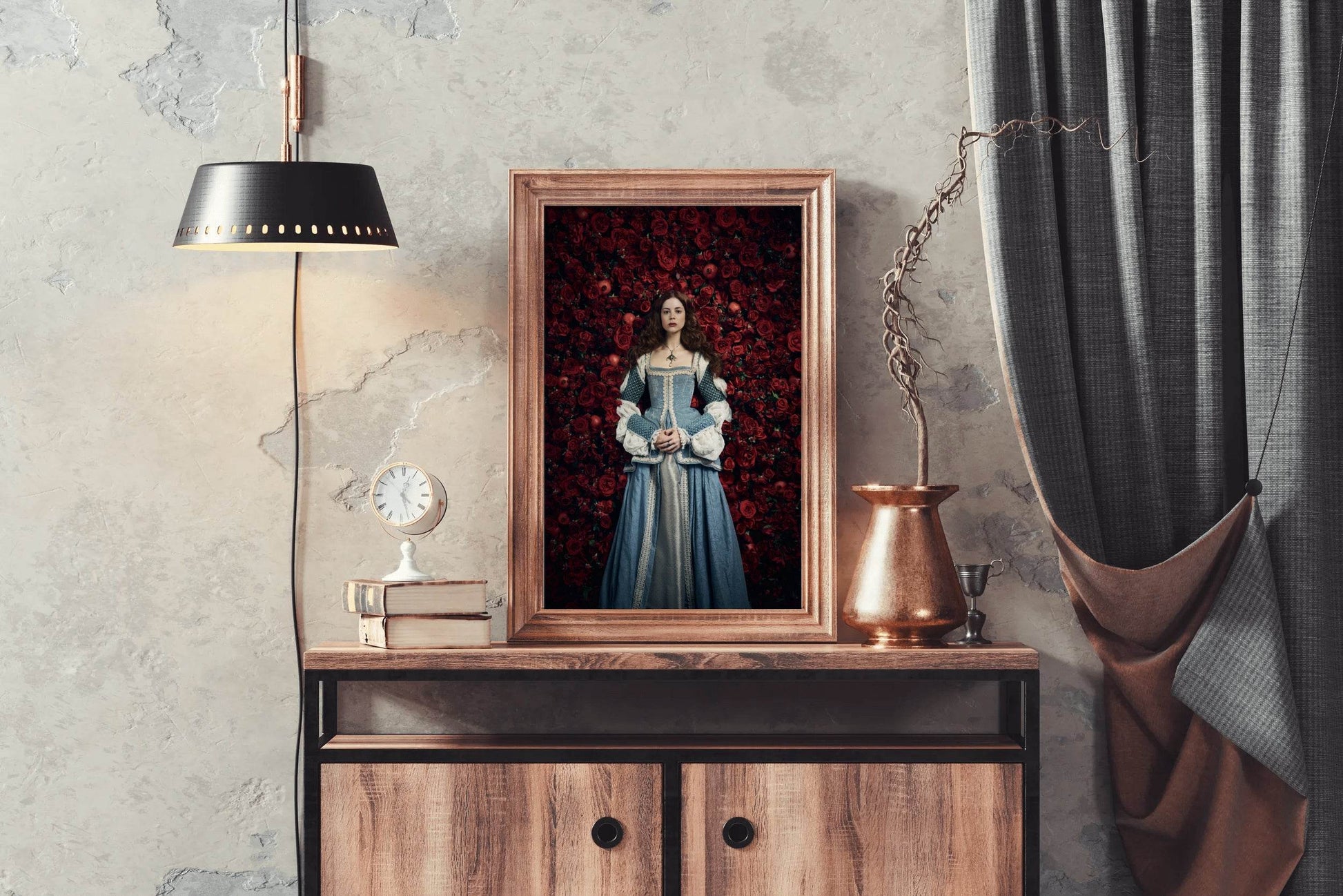 The Spanish Princess with Background Red Roses Wall Art - beink online art store