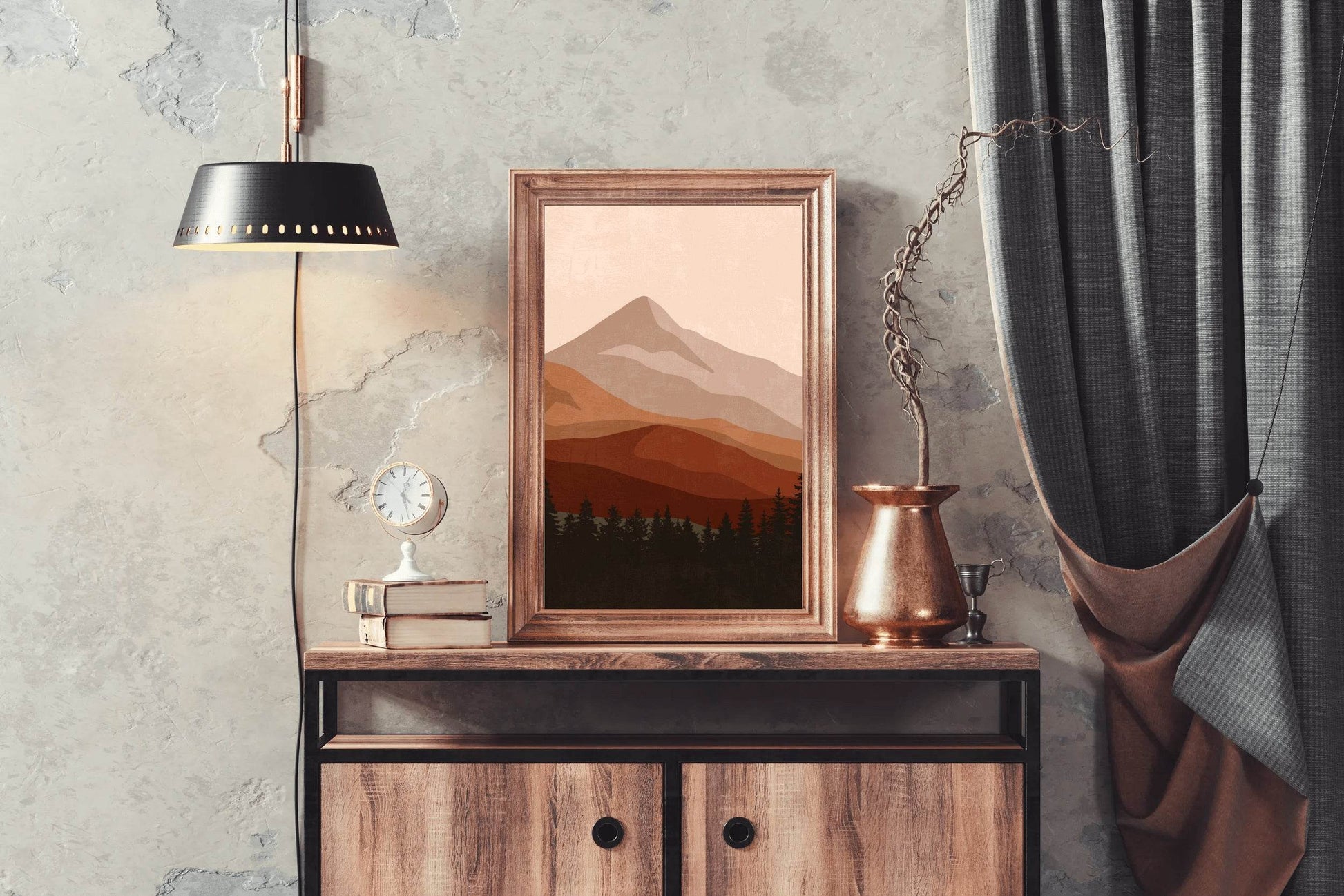 Abstract Scenery Minimalist Mountain Range ArtWork - beink online art store