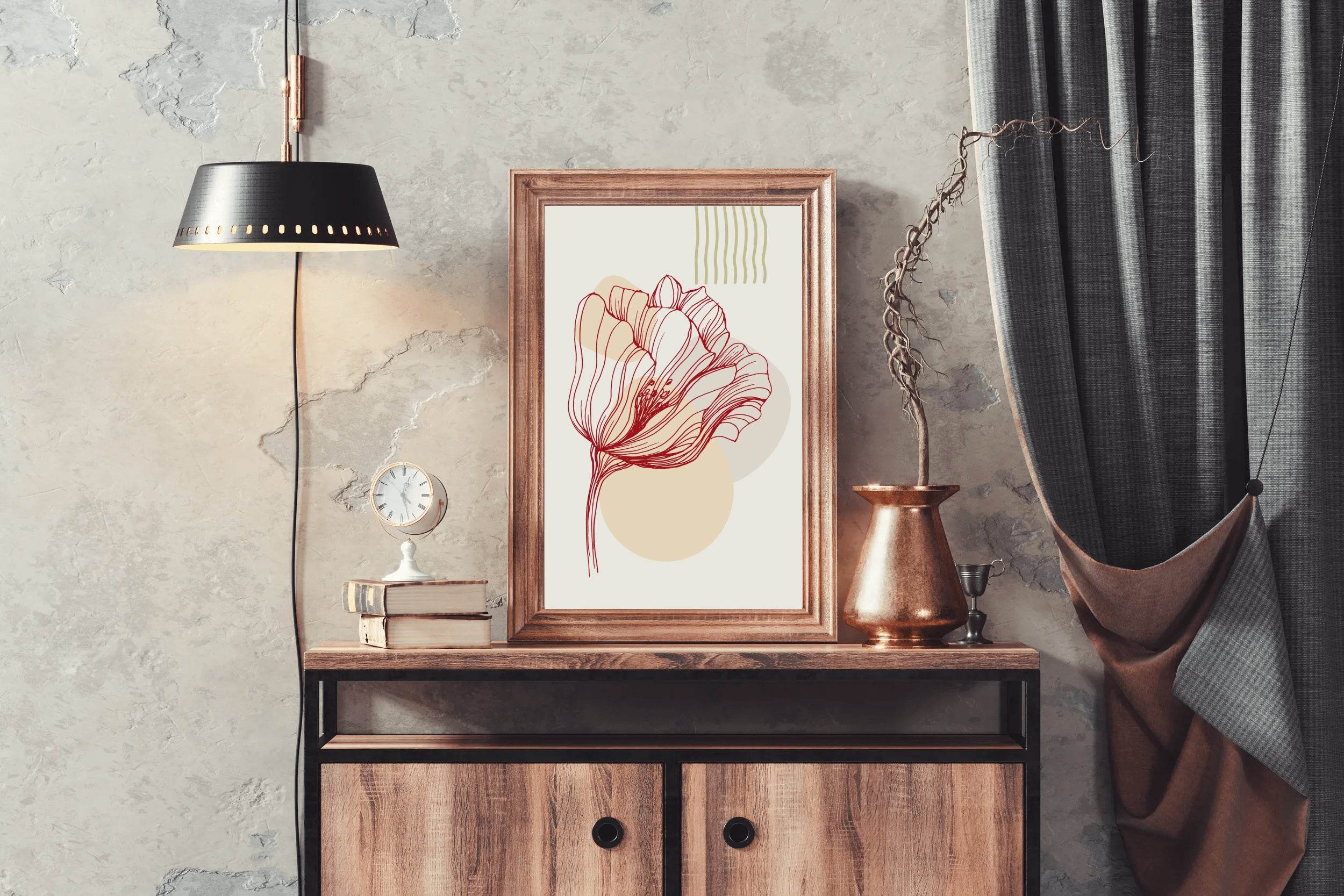 Minimal Design Of Big Rose Wall Art - beink online art store