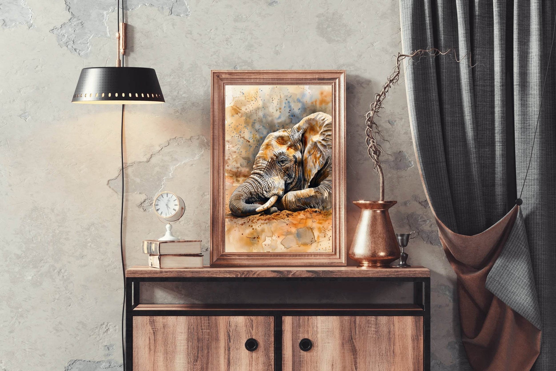 Watercolor Elephant Illustration Wall Art - beink online art store