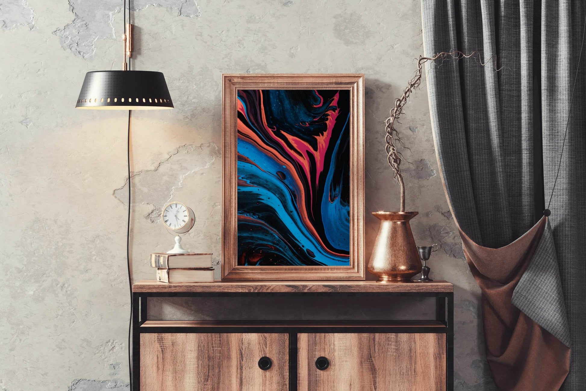 Long Run Broad Dark Colors Oil Paint Abstrat Wall Art - beink online art store