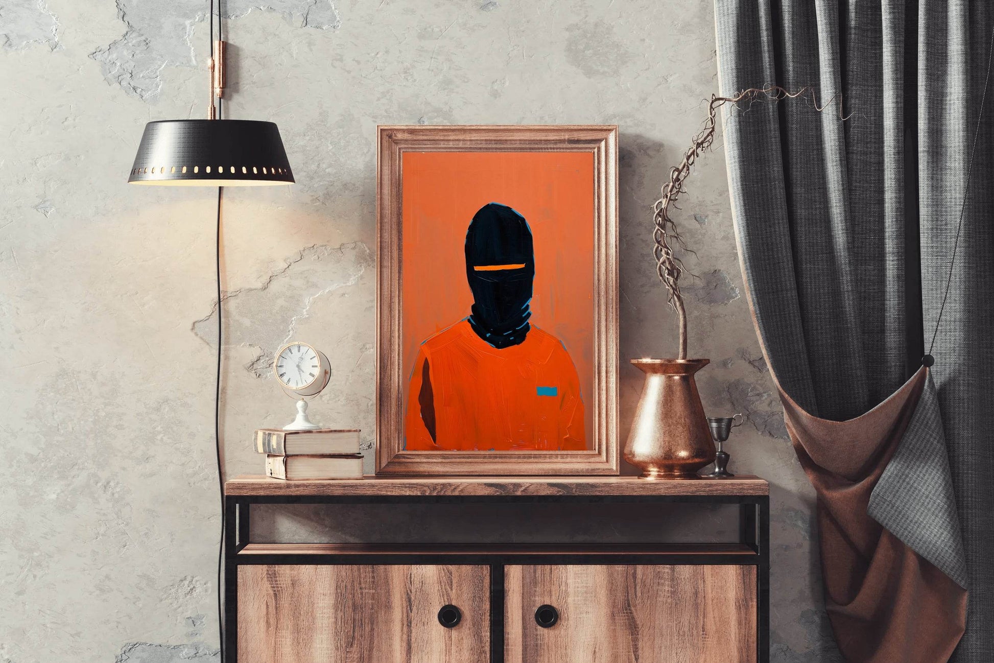 Men in Black Mask Painting Wall Art - beink online art store