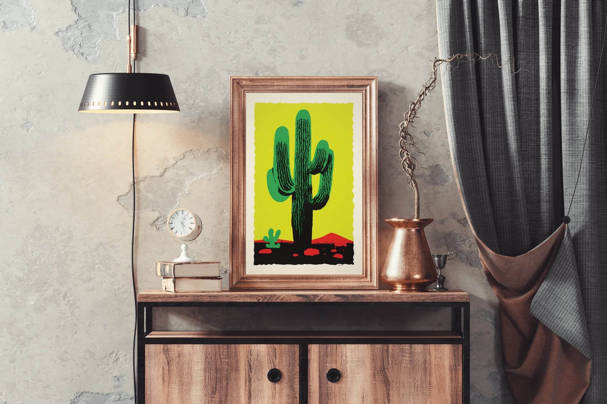 Vibrant Green Saguaro Cactus Wall Art - beink online art store