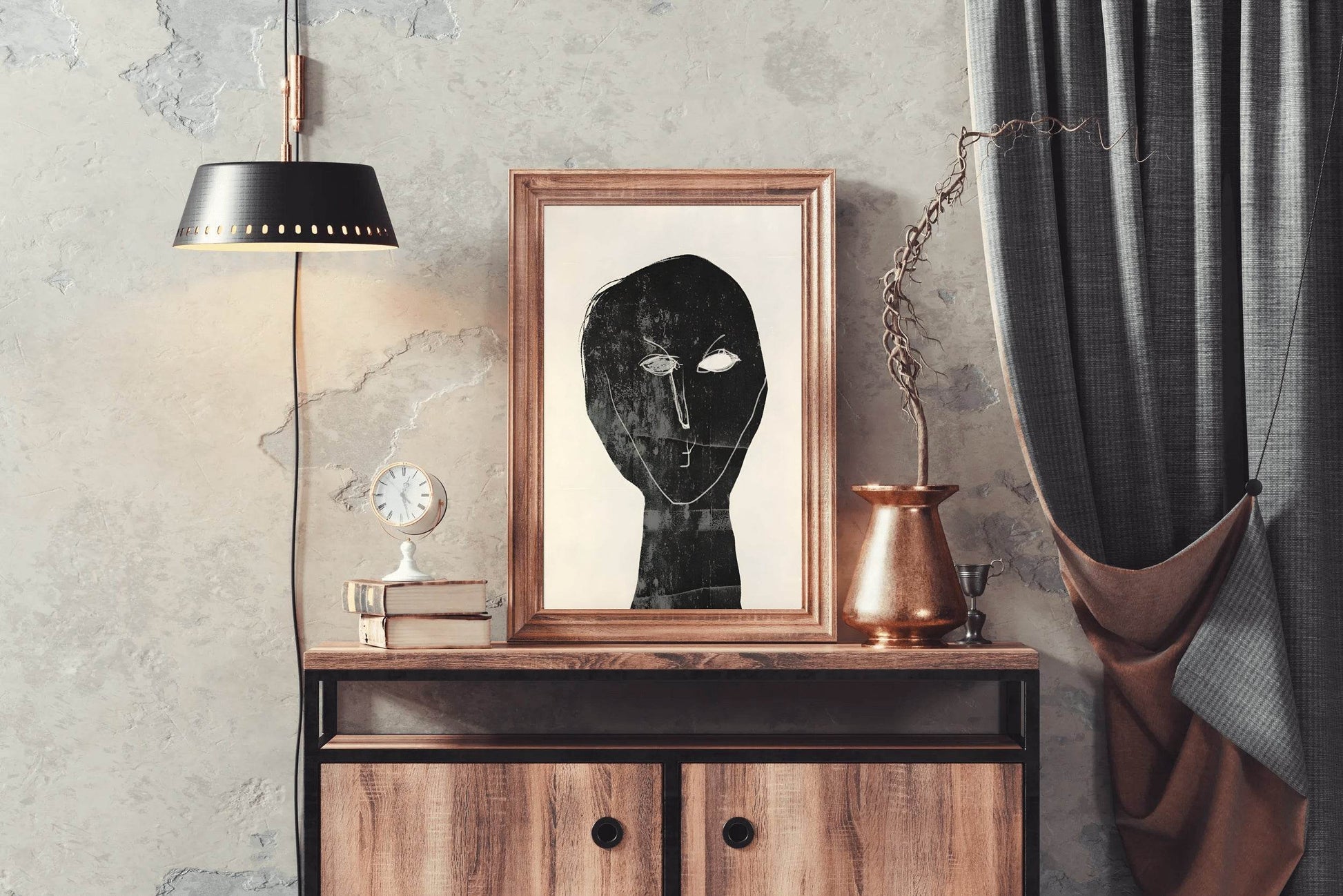 Black Ink-Stained Face Modern Wall Art - beink online art store