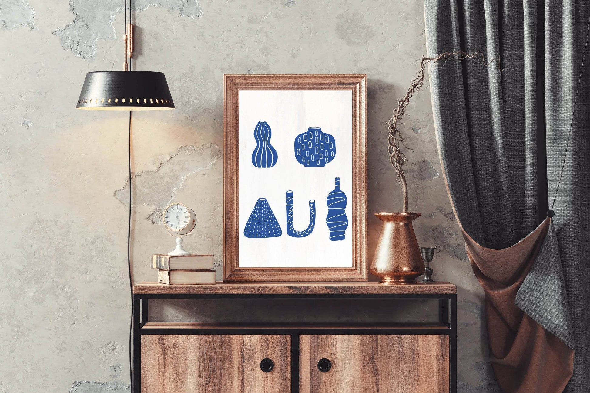 Blue Greek Vases Wall Art - beink online art store