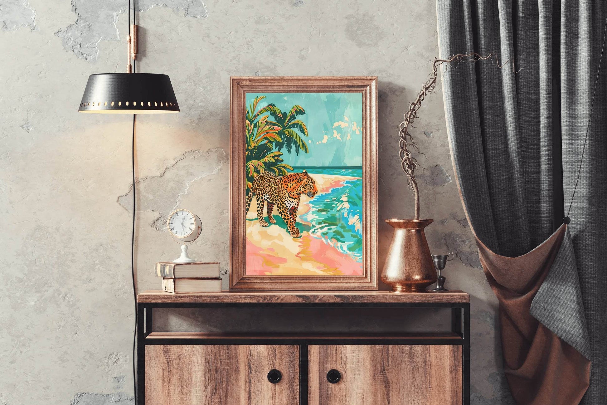 Leopard on the Beach Wall Art - beink online art store