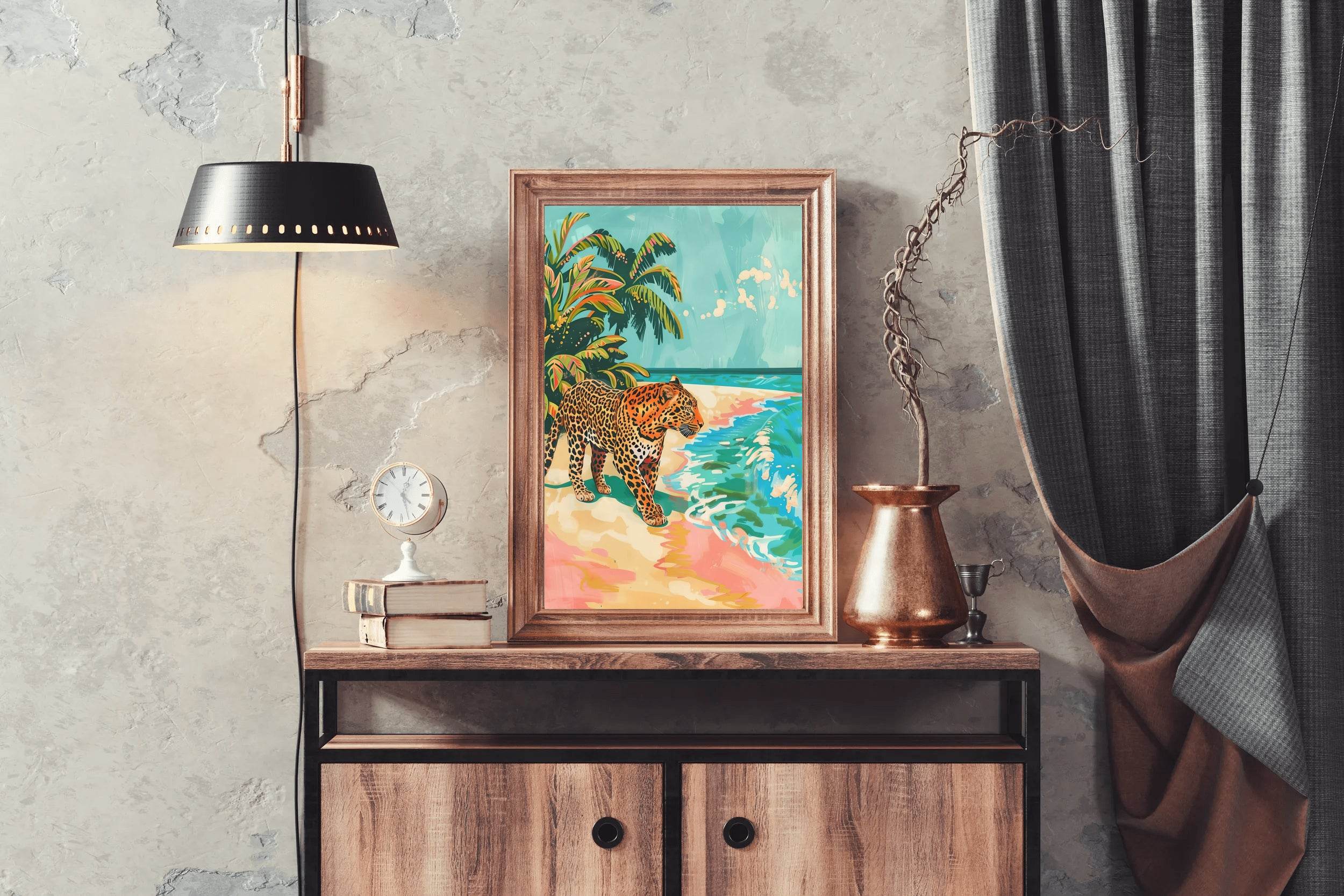 Leopard on the Beach Wall Art - beink online art store