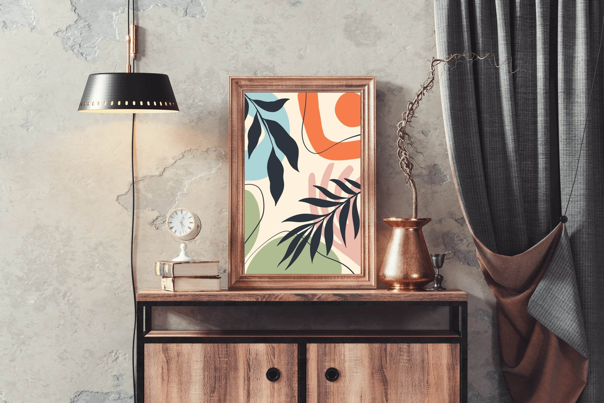 Willow And Fern Leaves Wall Art - beink online art store