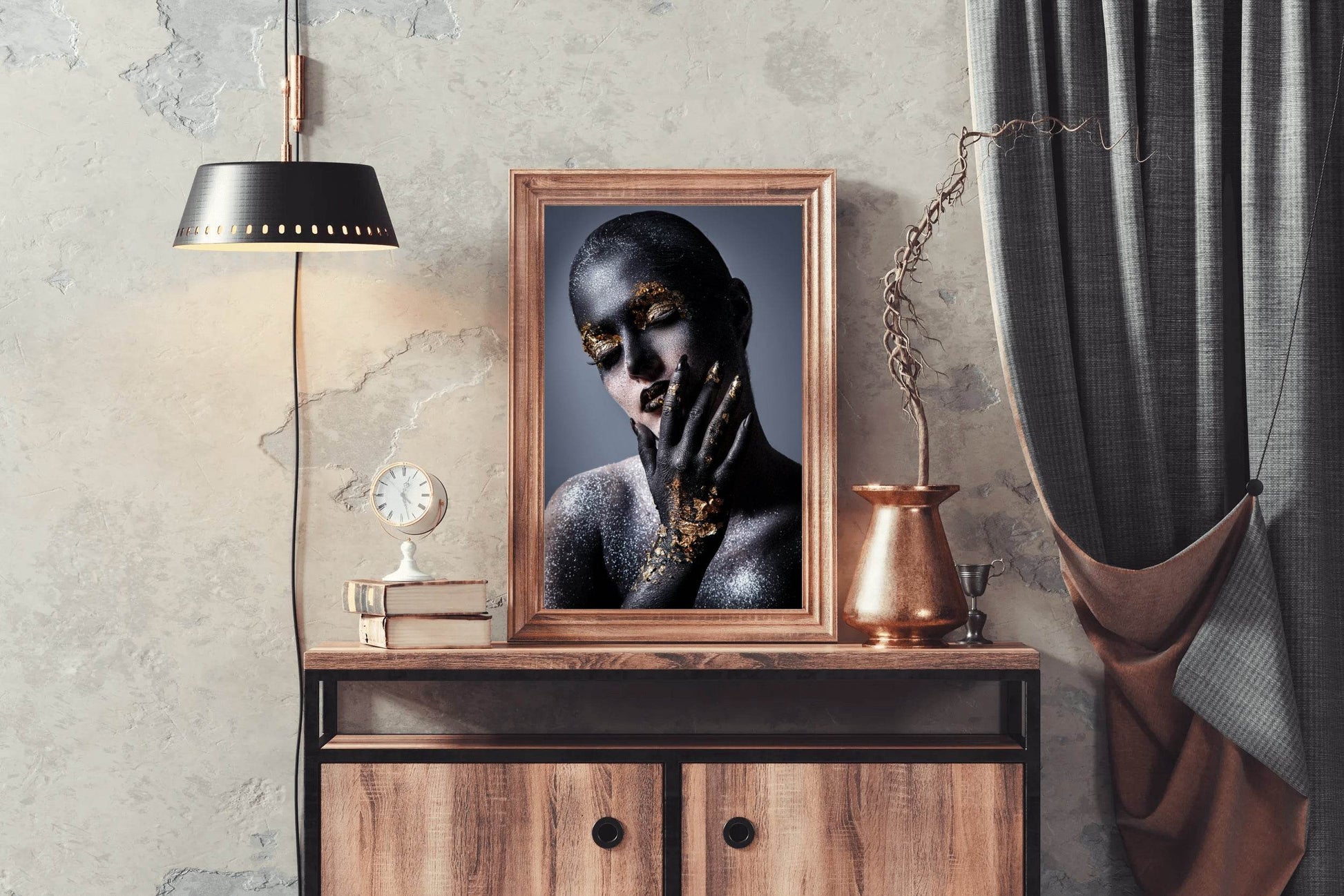 Beautiful Makeup of Golden Mascara Wall Art - beink online art store