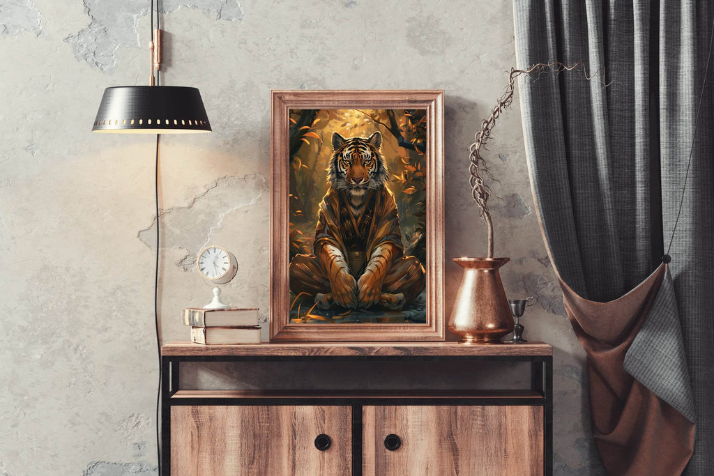 Painting of Lion Sitting in Jungle Wall Art - beink online art store