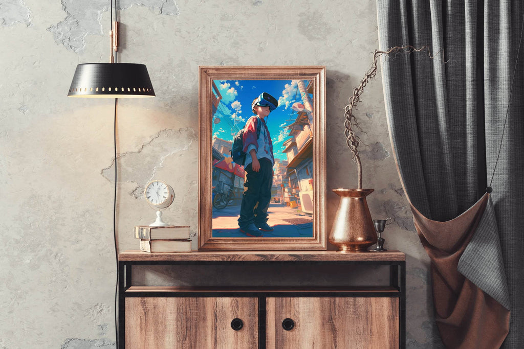 Anime character Using Virtual Reality Glasses Anime Wall Art - beink online art store