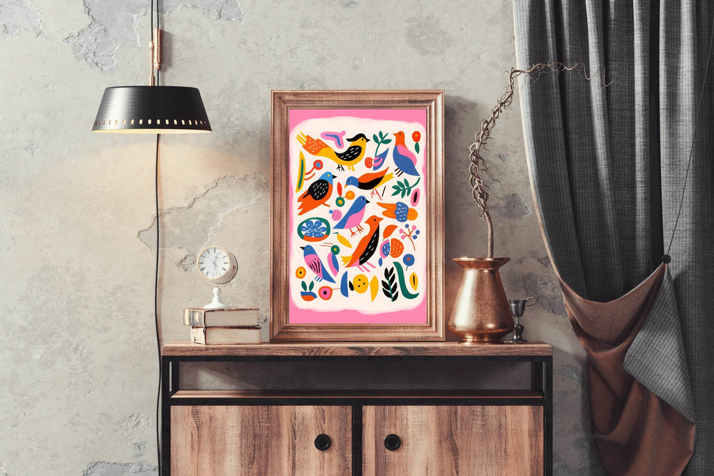 Painting Different Colored Birds Wall Art - beink online art store