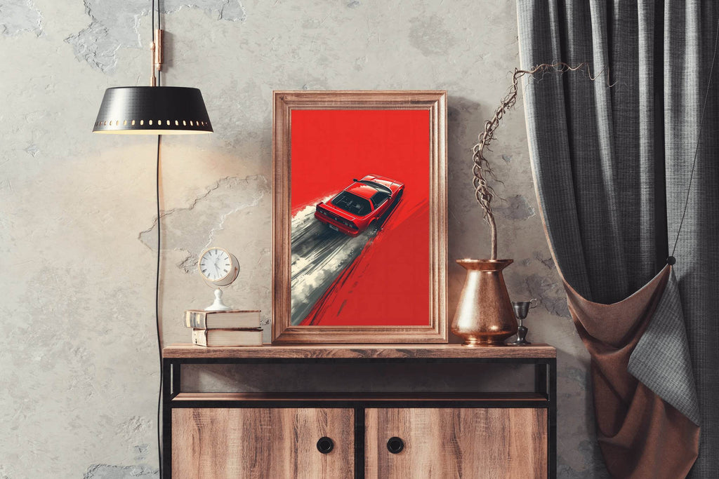 Red Sports Car & Red Background Wall Art - beink online art store