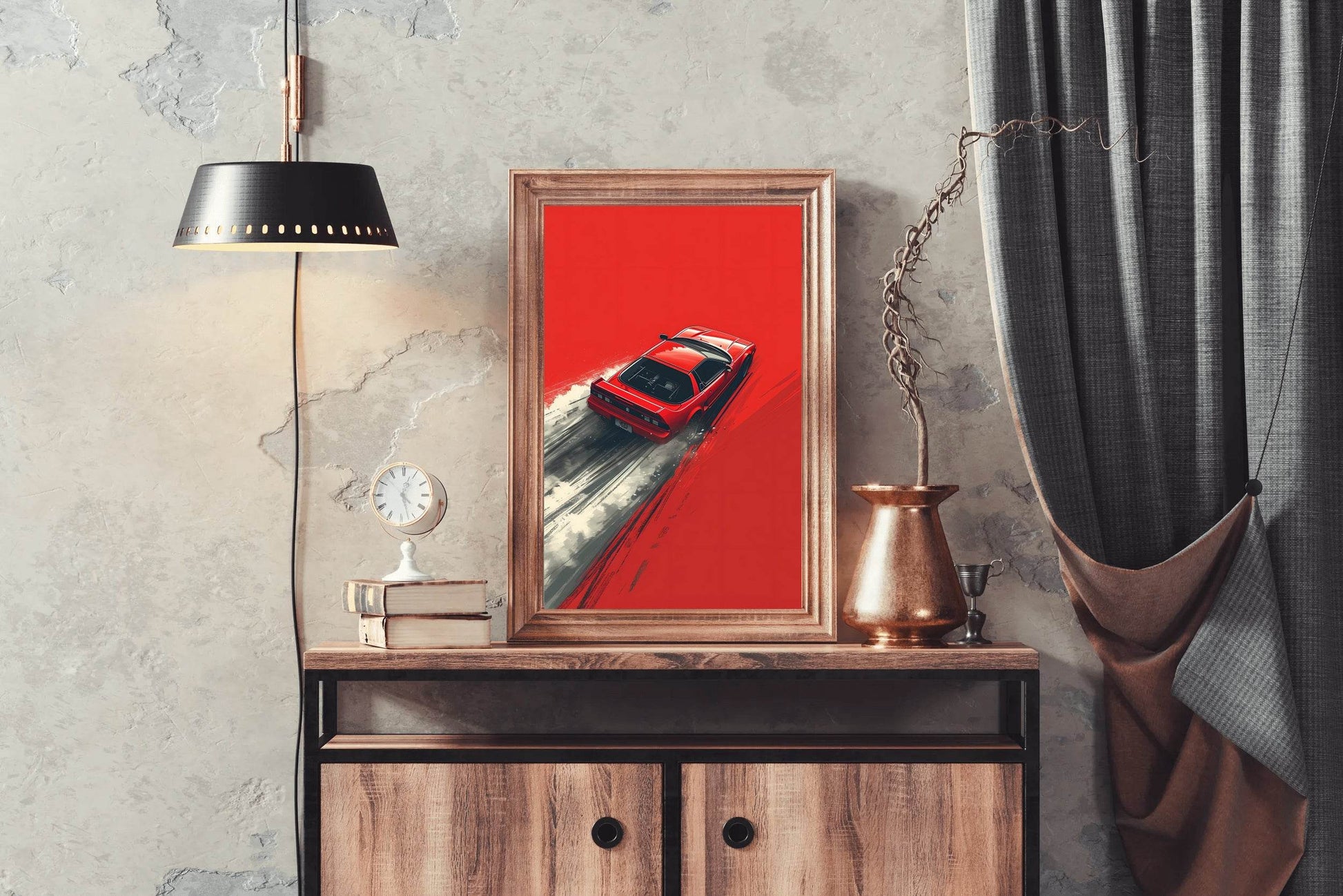 Red Sports Car & Red Background Wall Art - beink online art store