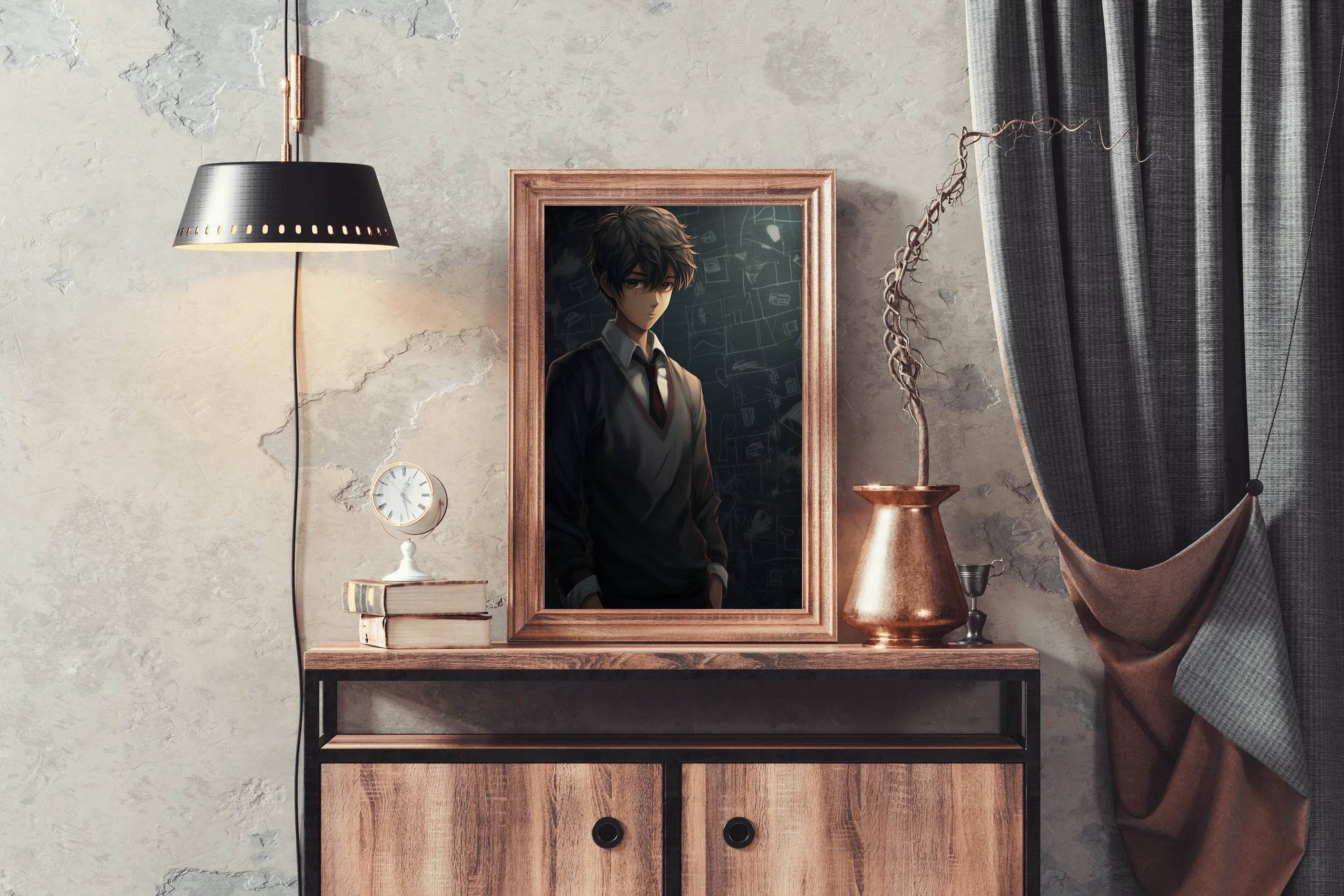 Cute School Anime Boy Aesthetic Anime Wall Art - beink online art store