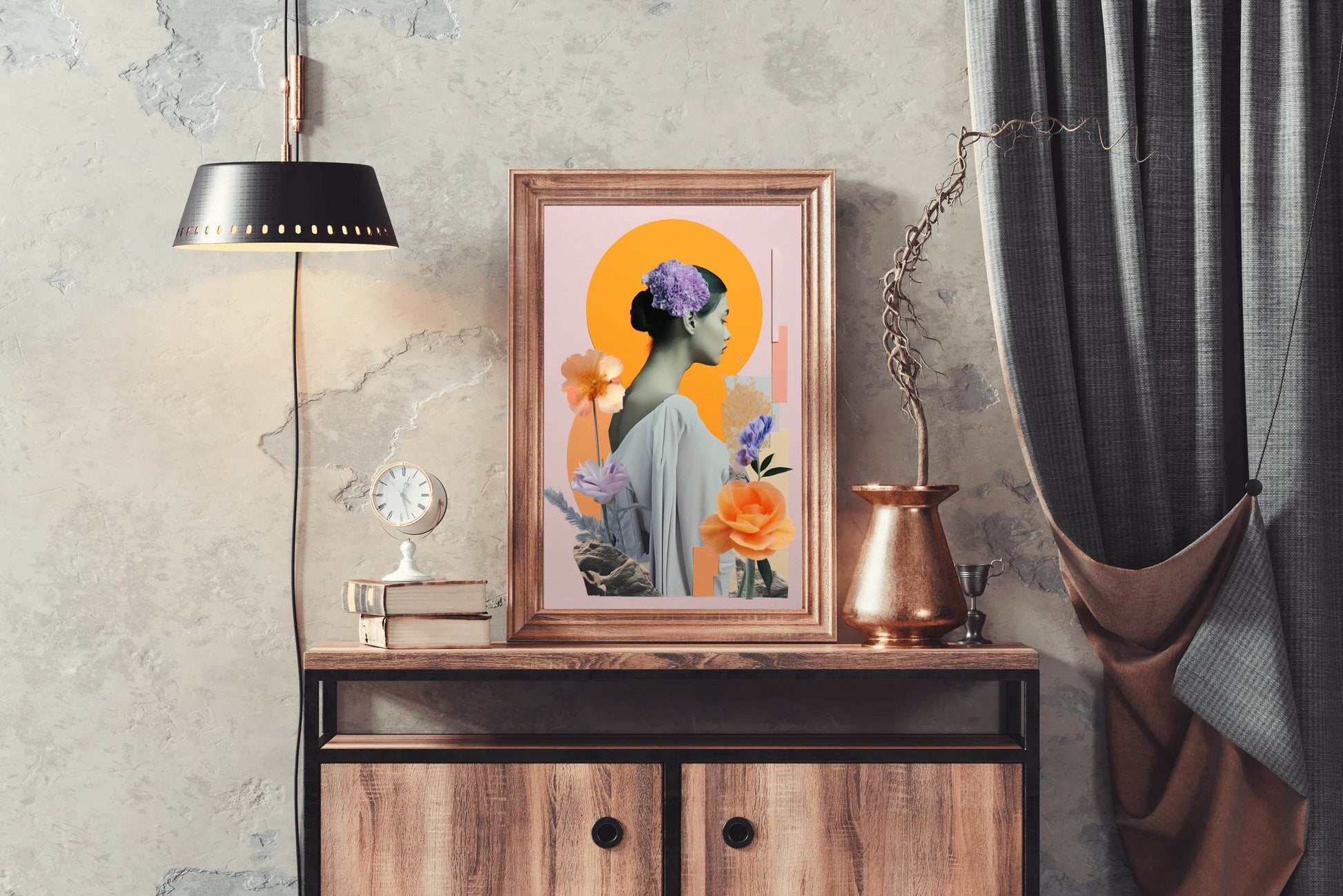Women with flowers Abstract Wall Art - beink online art store